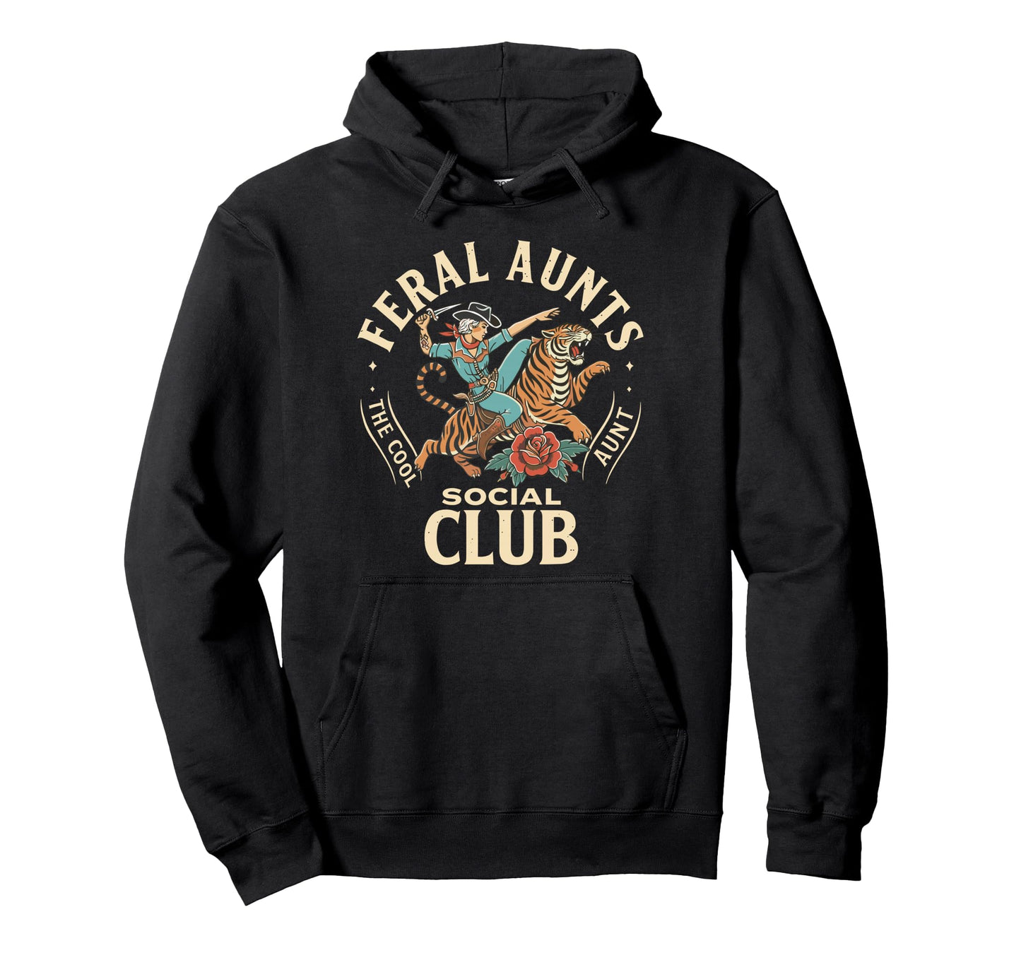 Feral Aunts Social Club Western Hoodie - Casual Everyday Wear Men Women - T-Shirt, Sweatshirt, Hoodie