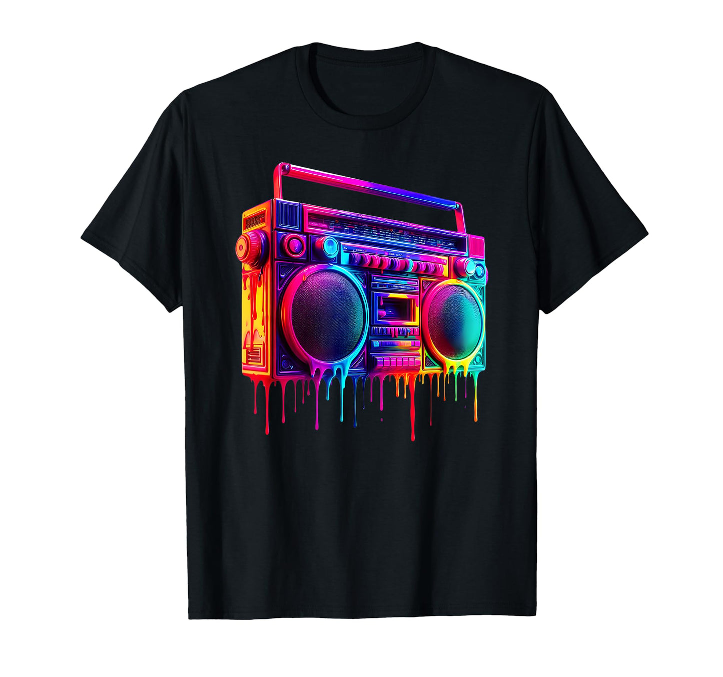 Dripping Paint Boombox Old School 80S T-Shirt - Novelty Apparel Unisex - T-Shirt, Sweatshirt, Hoodie