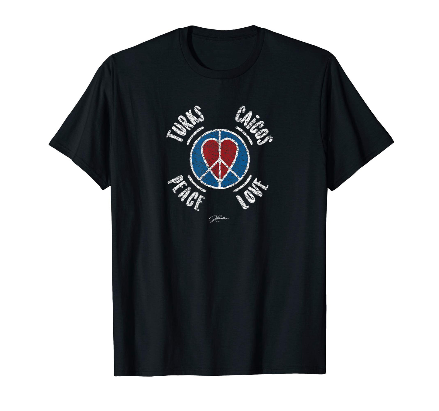 Jcombs Turks Caicos Peace Love T-Shirt - Casual Everyday Wear for Adults - T-Shirt, Sweatshirt, Hoodie