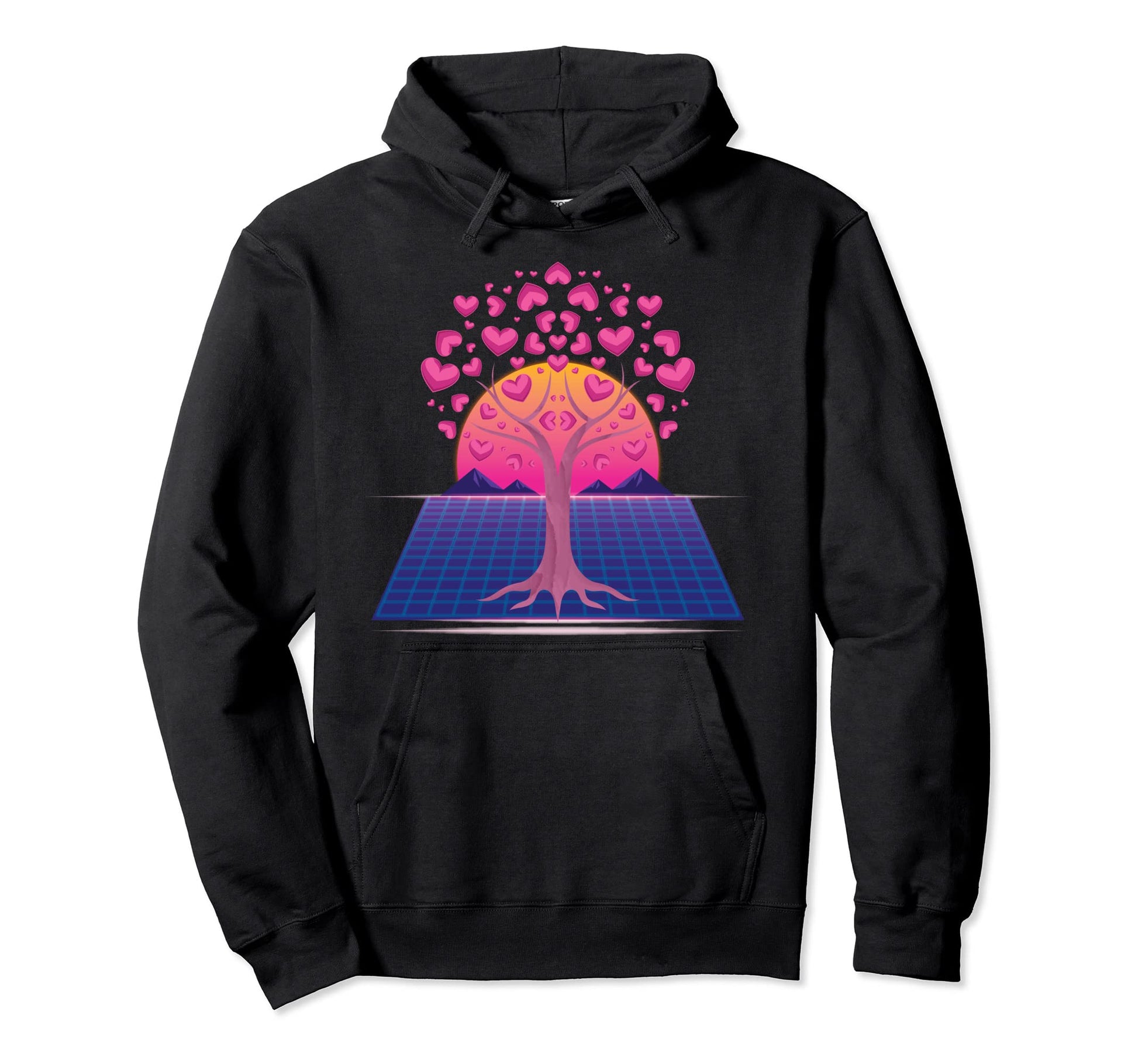Vaporwave Aesthetics Heart Tree Love Heart Hoodie - Graphic Print Unisex - T-Shirt, Sweatshirt, Hoodie