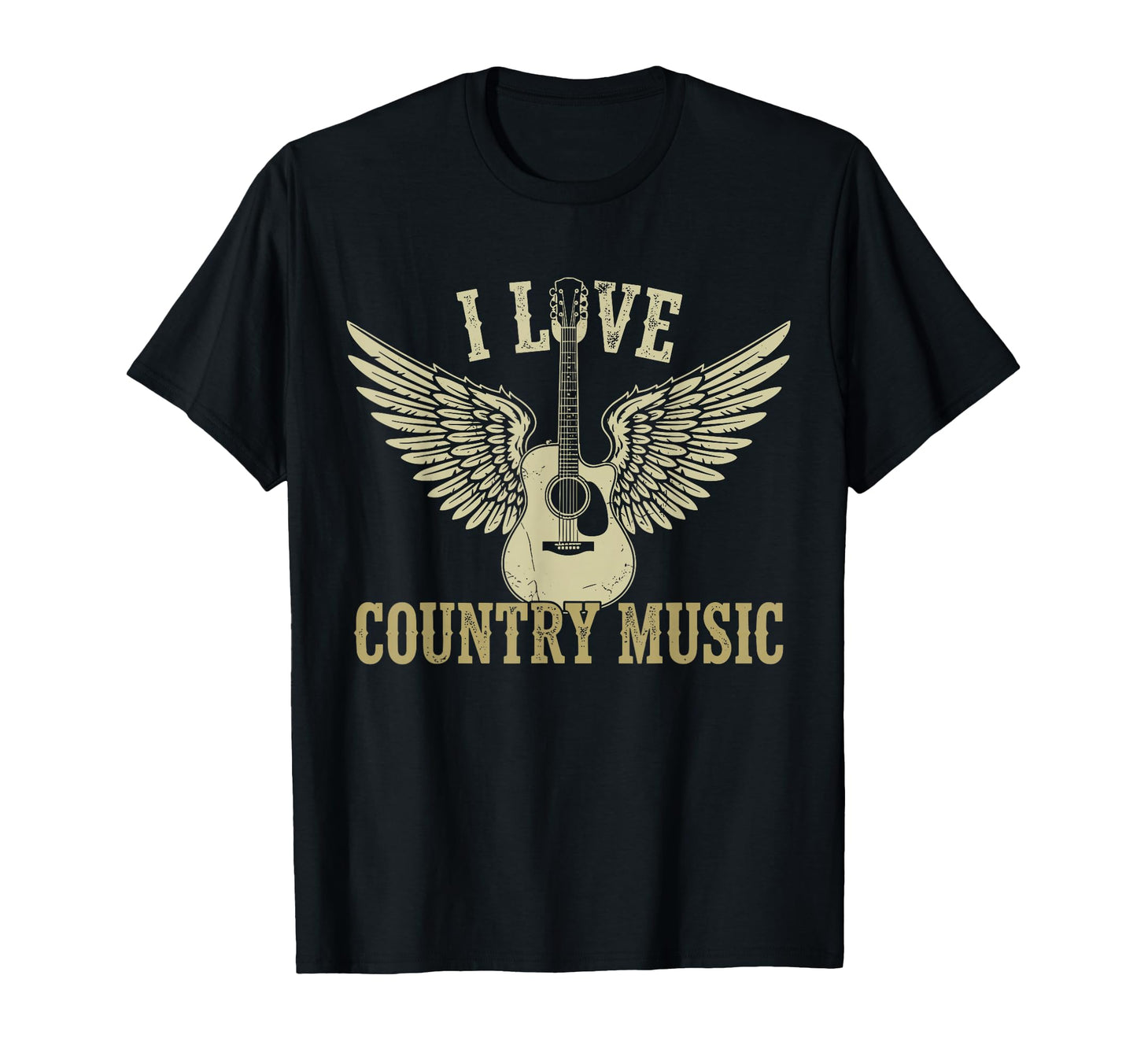 I Love Country Music Winged Guitar T-Shirt - Fun Novelty Design Men Women - T-Shirt, Sweatshirt, Hoodie