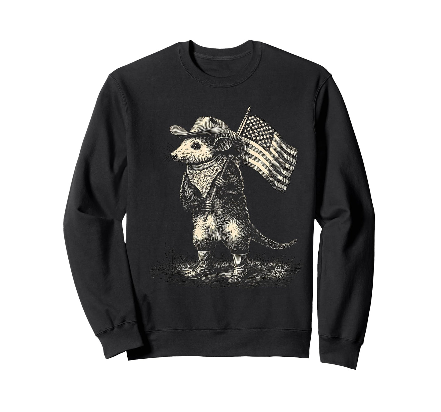 Opossum Cowboy Rodeo Cowgirl Western Sweatshirt - Unique Graphic Unisex - T-Shirt, Sweatshirt, Hoodie