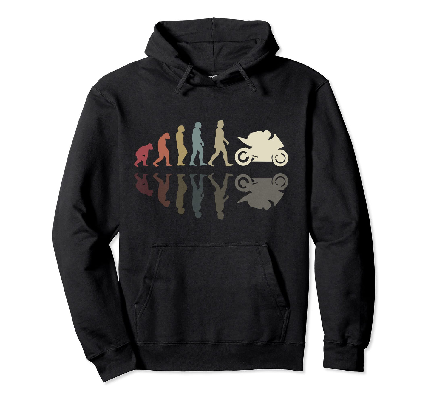 Motorcycle Evolution Shadow Biker Hoodie - Minimalist Print for Adults - T-Shirt, Sweatshirt, Hoodie