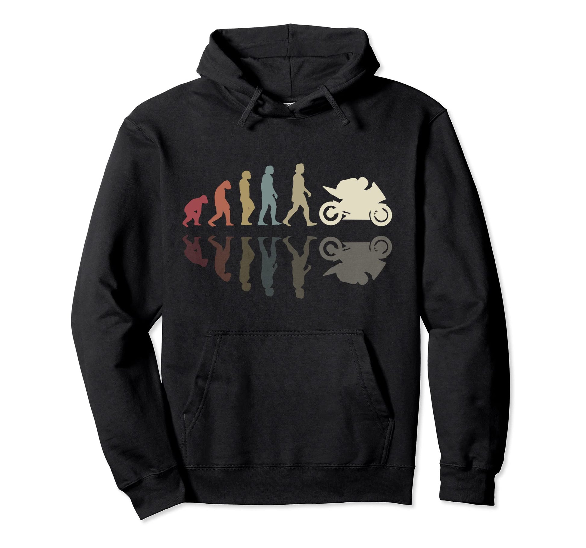 Motorcycle Evolution Shadow Biker Hoodie - Minimalist Print for Adults - T-Shirt, Sweatshirt, Hoodie