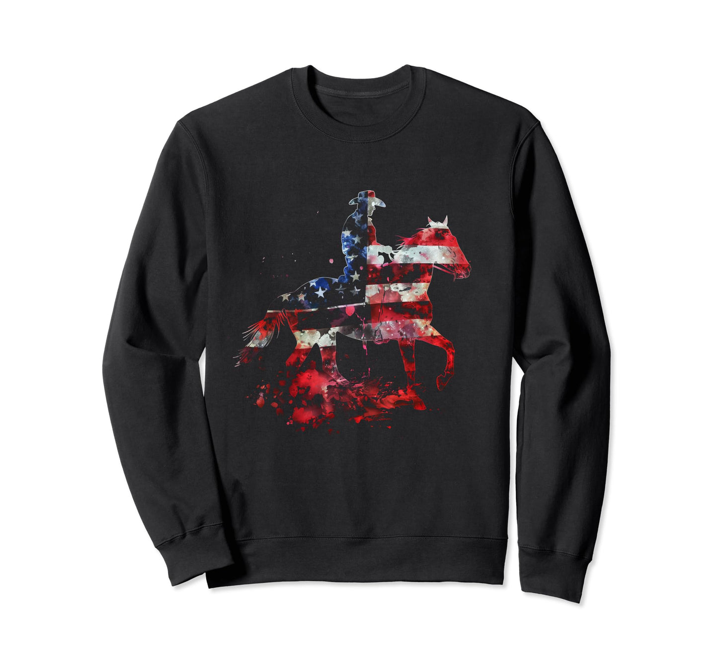 Cowboy American Flag Horse Riding Sweatshirt - Trendy Graphic Unisex - T-Shirt, Sweatshirt, Hoodie