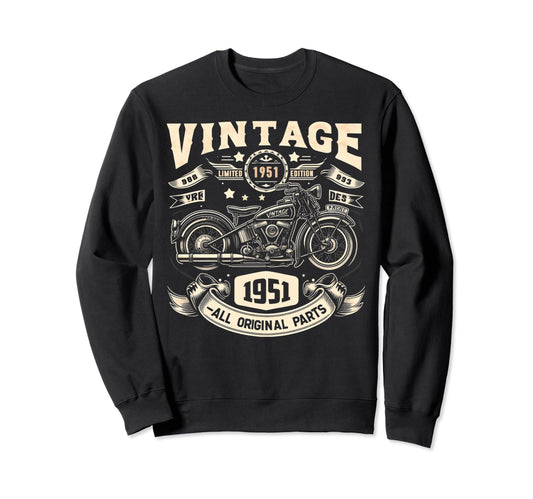 1951 Born 1951 73Th Birthday Motorcycle Sweatshirt - Graphic Print Unisex - T-Shirt, Sweatshirt, Hoodie