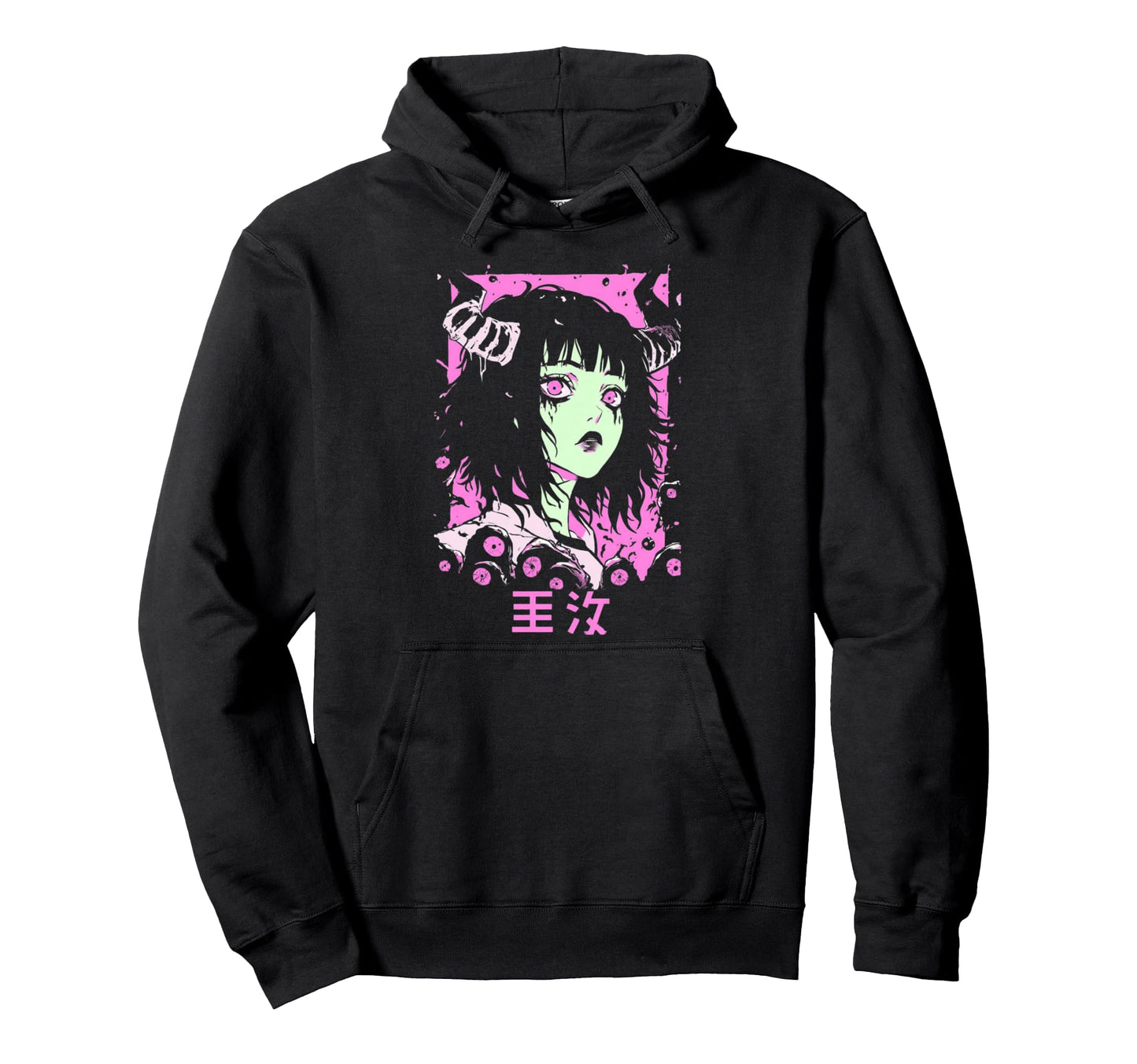 Goth Grunge Demon Anime Waifu Horror Hoodie - Trendy Graphic for Adults - T-Shirt, Sweatshirt, Hoodie