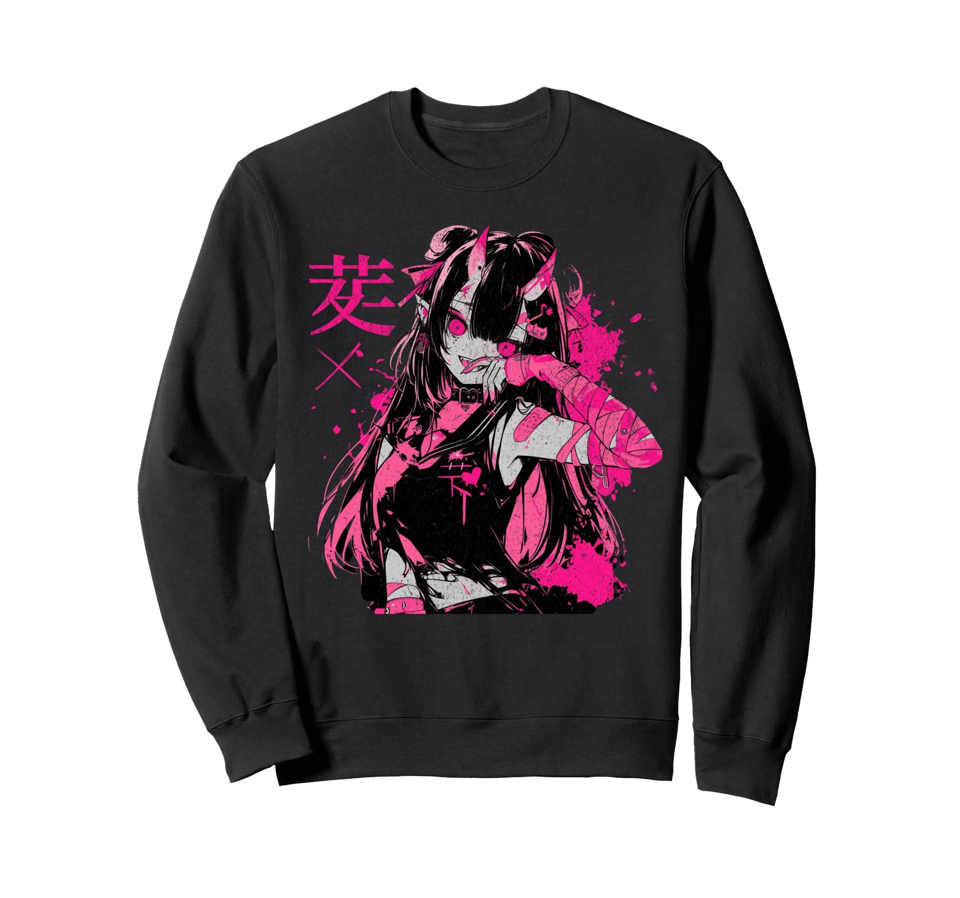 Goth Grunge Demon Anime Waifu Sweatshirt - Casual Everyday Wear for Adults - T-Shirt, Sweatshirt, Hoodie