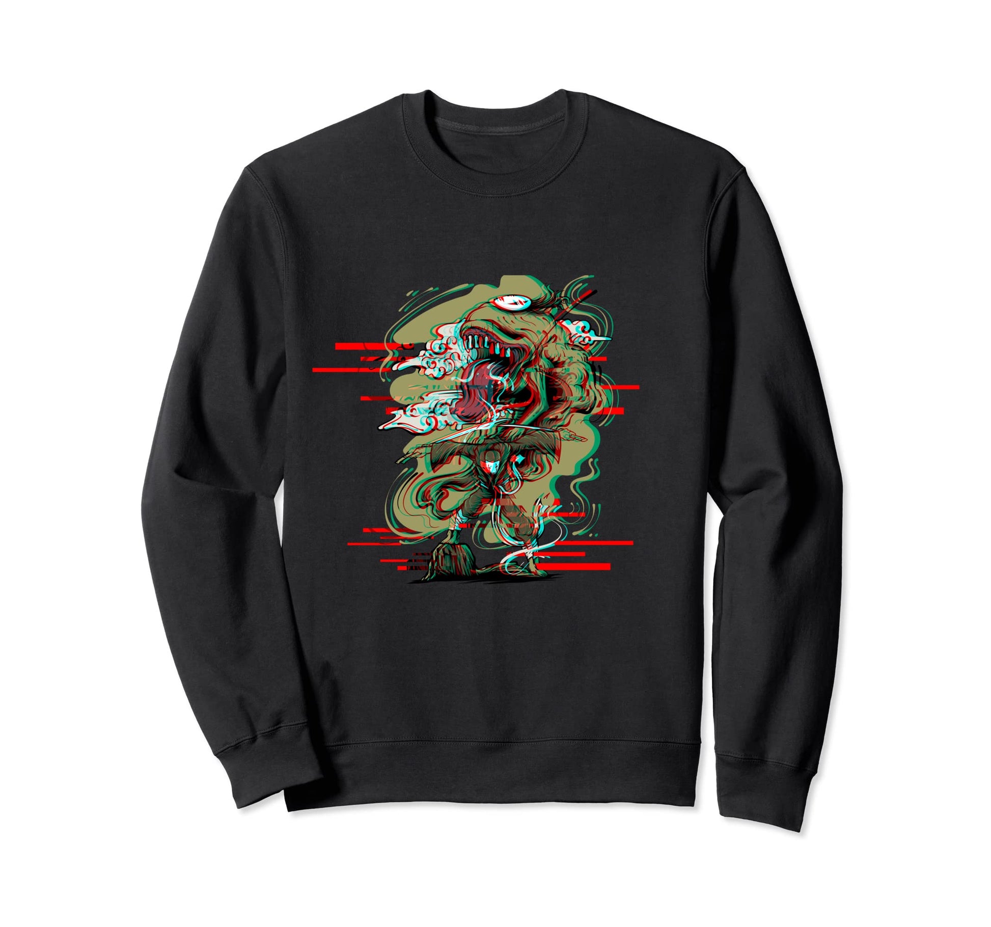 Japan Anime Oni Mask Kitsune Samurai Sweatshirt - Unique Graphic Unisex - T-Shirt, Sweatshirt, Hoodie