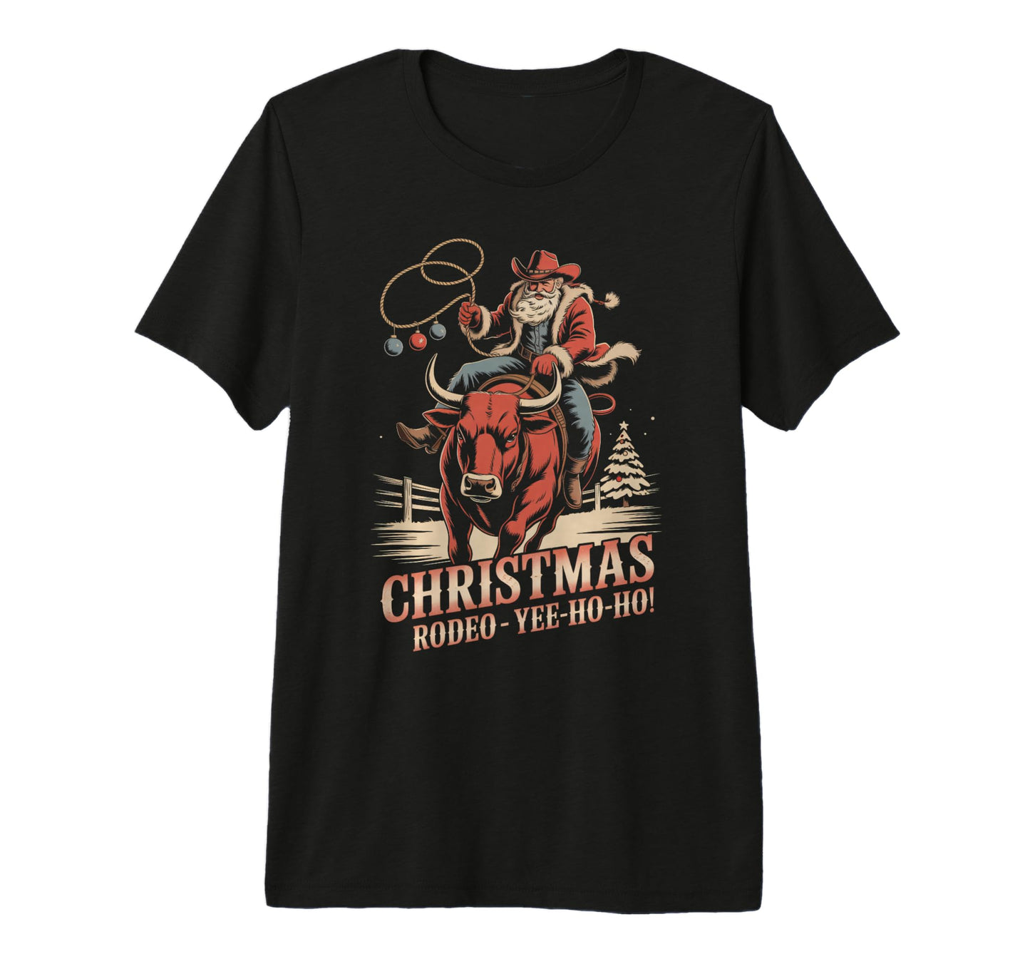 Santa Claus Cowboy Tri Blend T-Shirt - Casual Everyday Wear for Adults - T-Shirt, Sweatshirt, Hoodie