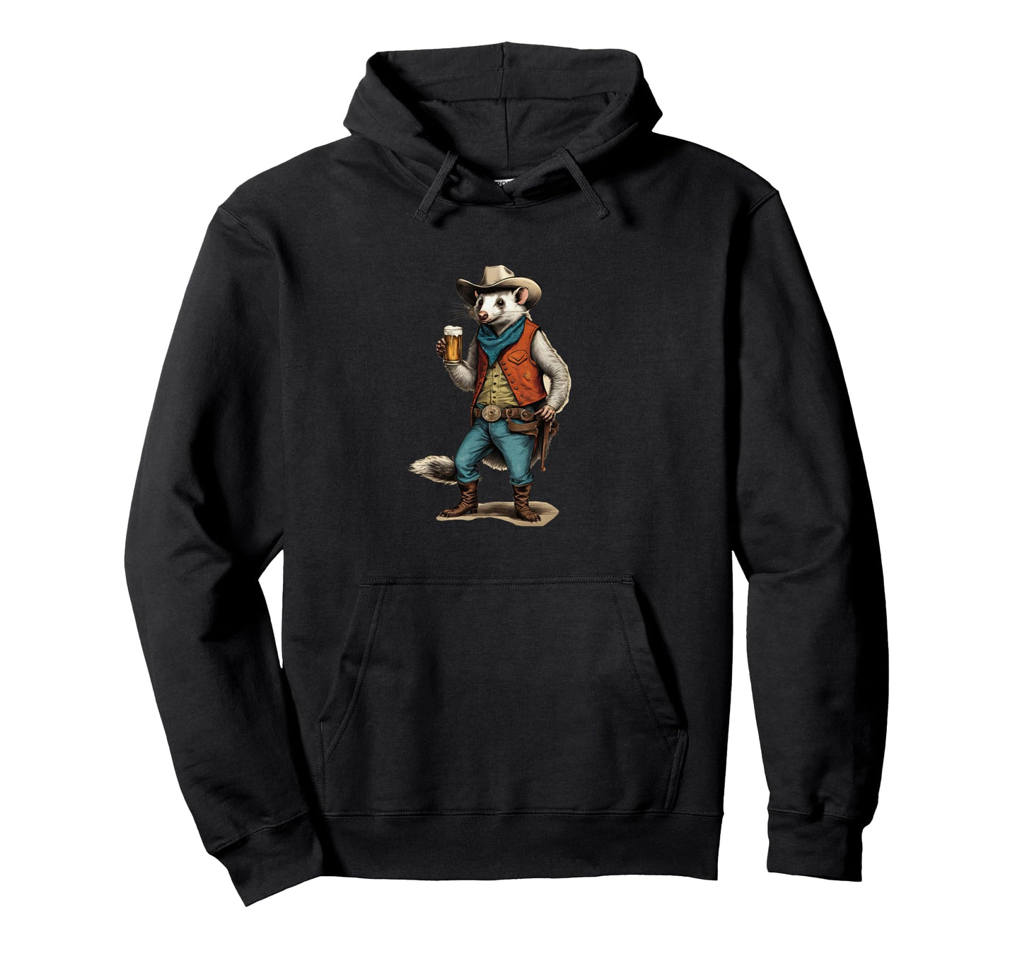 Opossum Possum W Beer Western Gift Hoodie - Custom Art Print Men Women - T-Shirt, Sweatshirt, Hoodie