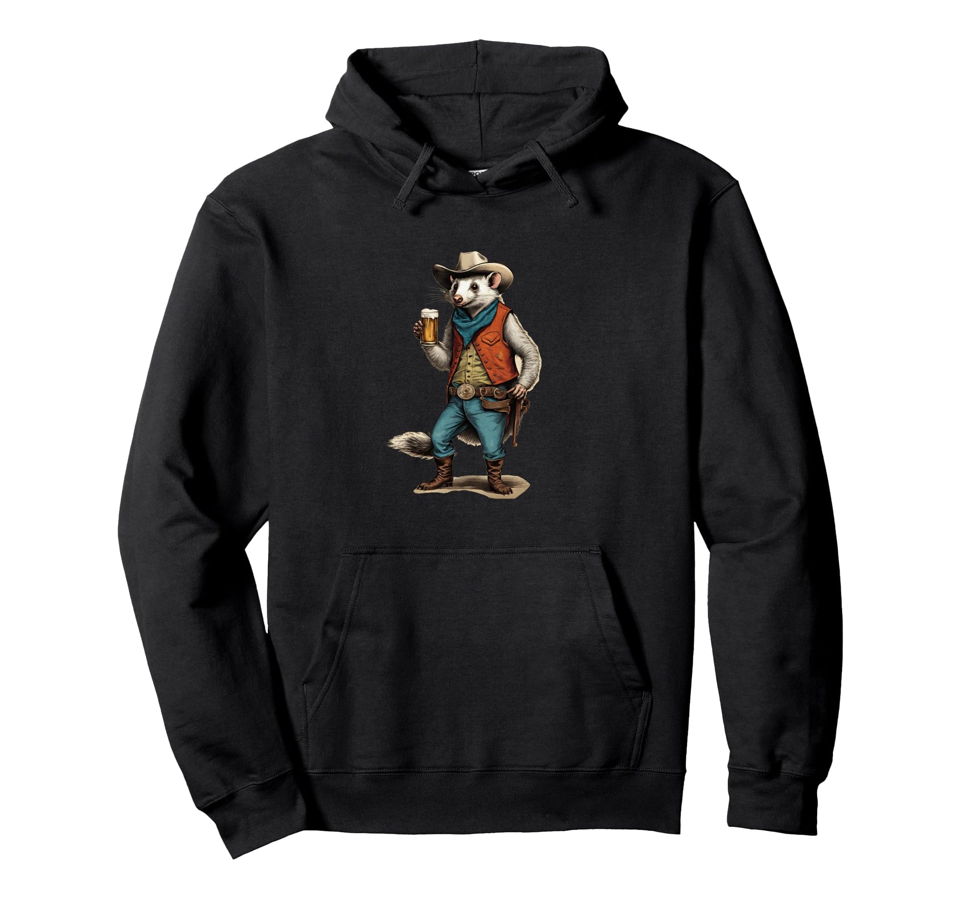 Opossum Possum W Beer Western Gift Hoodie - Custom Art Print Men Women - T-Shirt, Sweatshirt, Hoodie