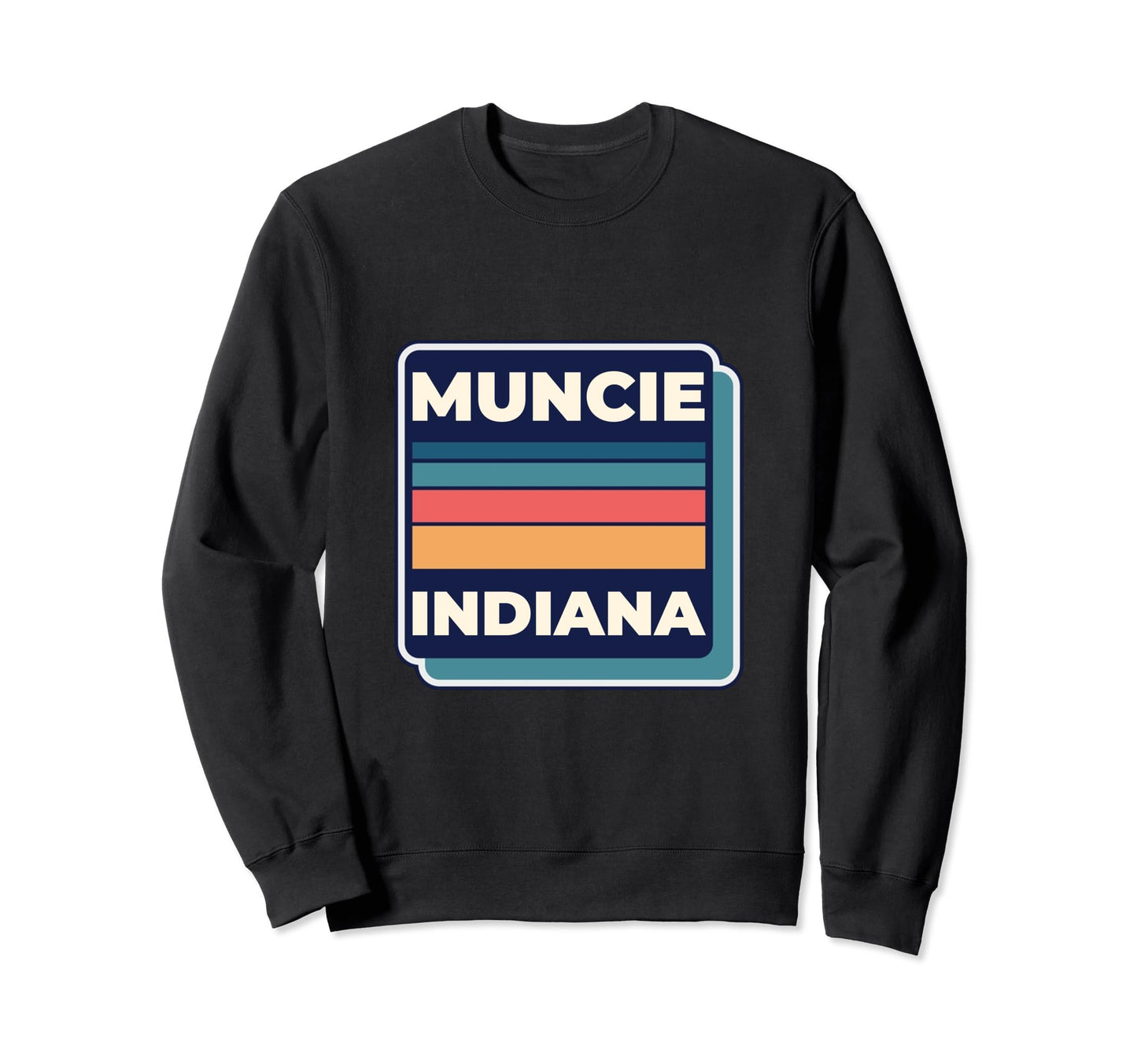 1980S Rainbow Stripes Muncie Sweatshirt - Casual Everyday Wear for Adults - T-Shirt, Sweatshirt, Hoodie