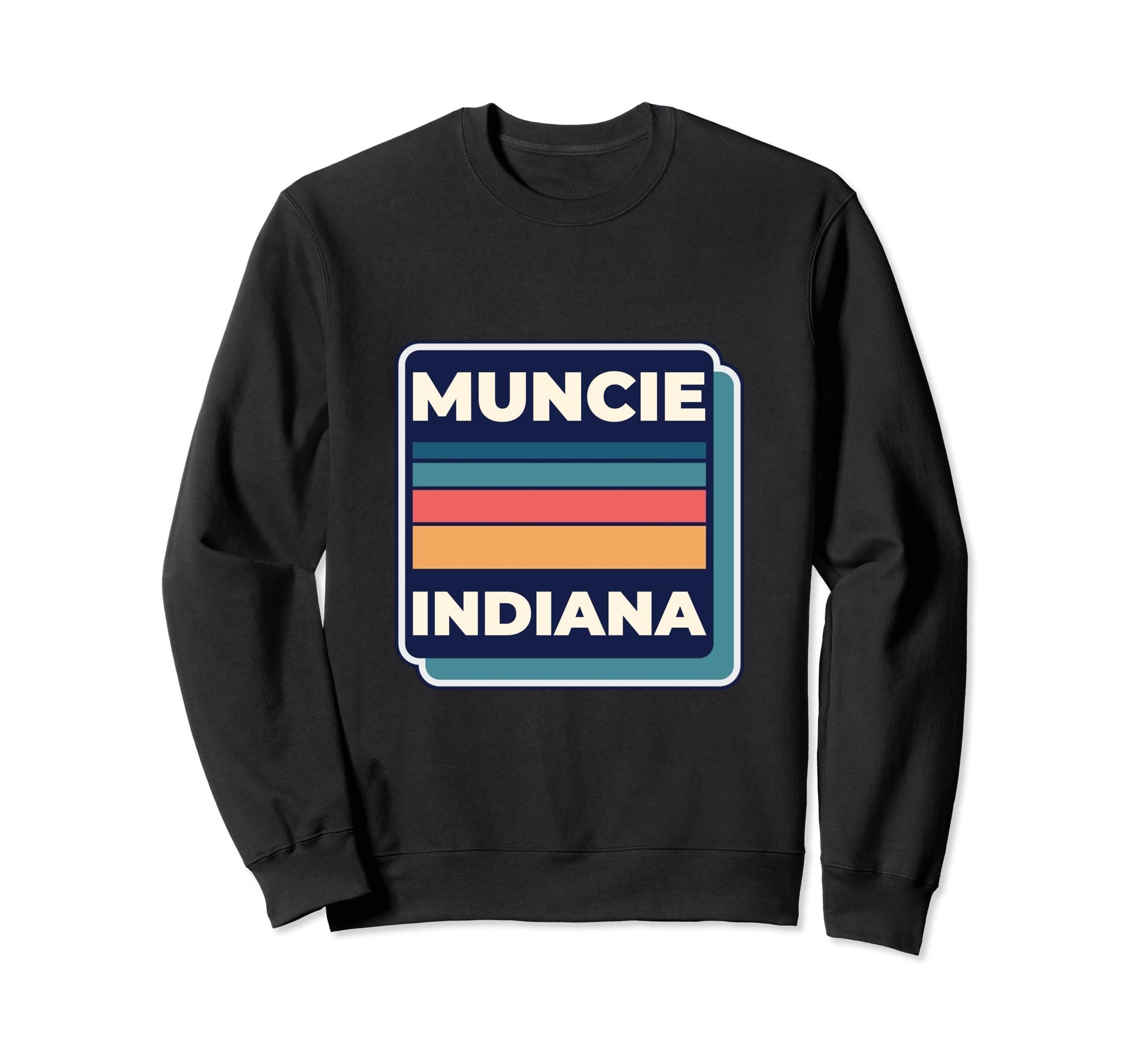 1980S Rainbow Stripes Muncie Sweatshirt - Casual Everyday Wear for Adults - T-Shirt, Sweatshirt, Hoodie