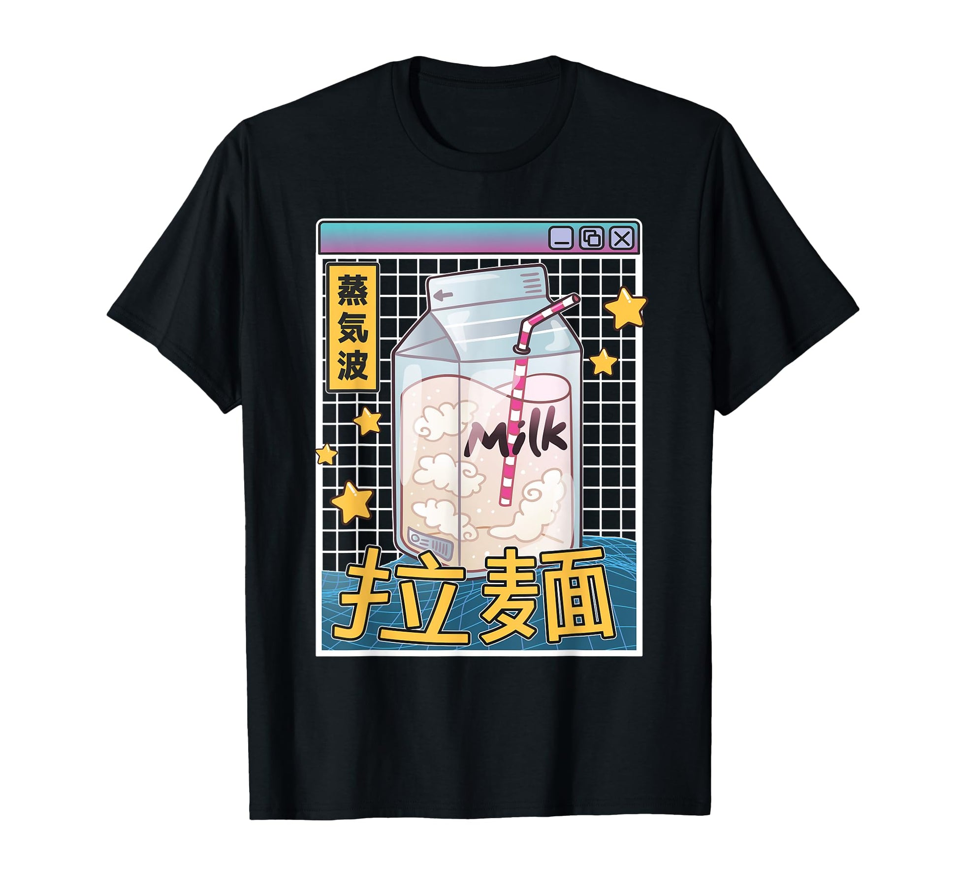 Japan Milk Carton Kawaii Grid T-Shirt - Trendy Graphic for Adults - T-Shirt, Sweatshirt, Hoodie