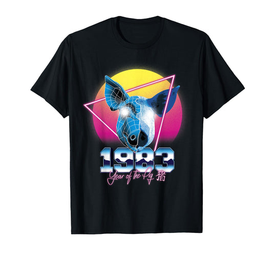 1983 Year Pig 80S Chinese Zodiac T-Shirt - Casual Everyday Wear Men Women - T-Shirt, Sweatshirt, Hoodie