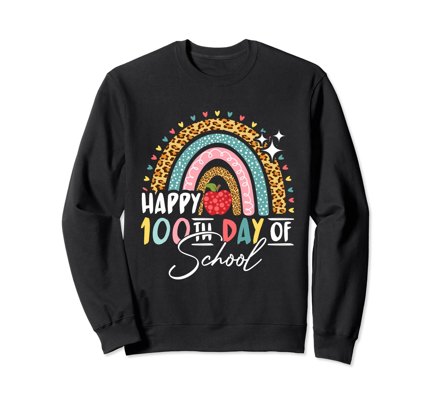 100Th Day School Leopard Funny Sweatshirt - Fun Novelty Design Men Women - T-Shirt, Sweatshirt, Hoodie