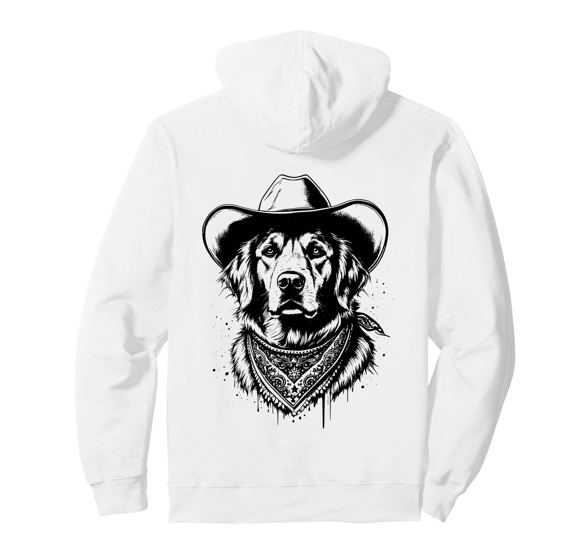 Western Golden Retriever Wearing Cowboy Hat Hoodie - Novelty Apparel Unisex - T-Shirt, Sweatshirt, Hoodie