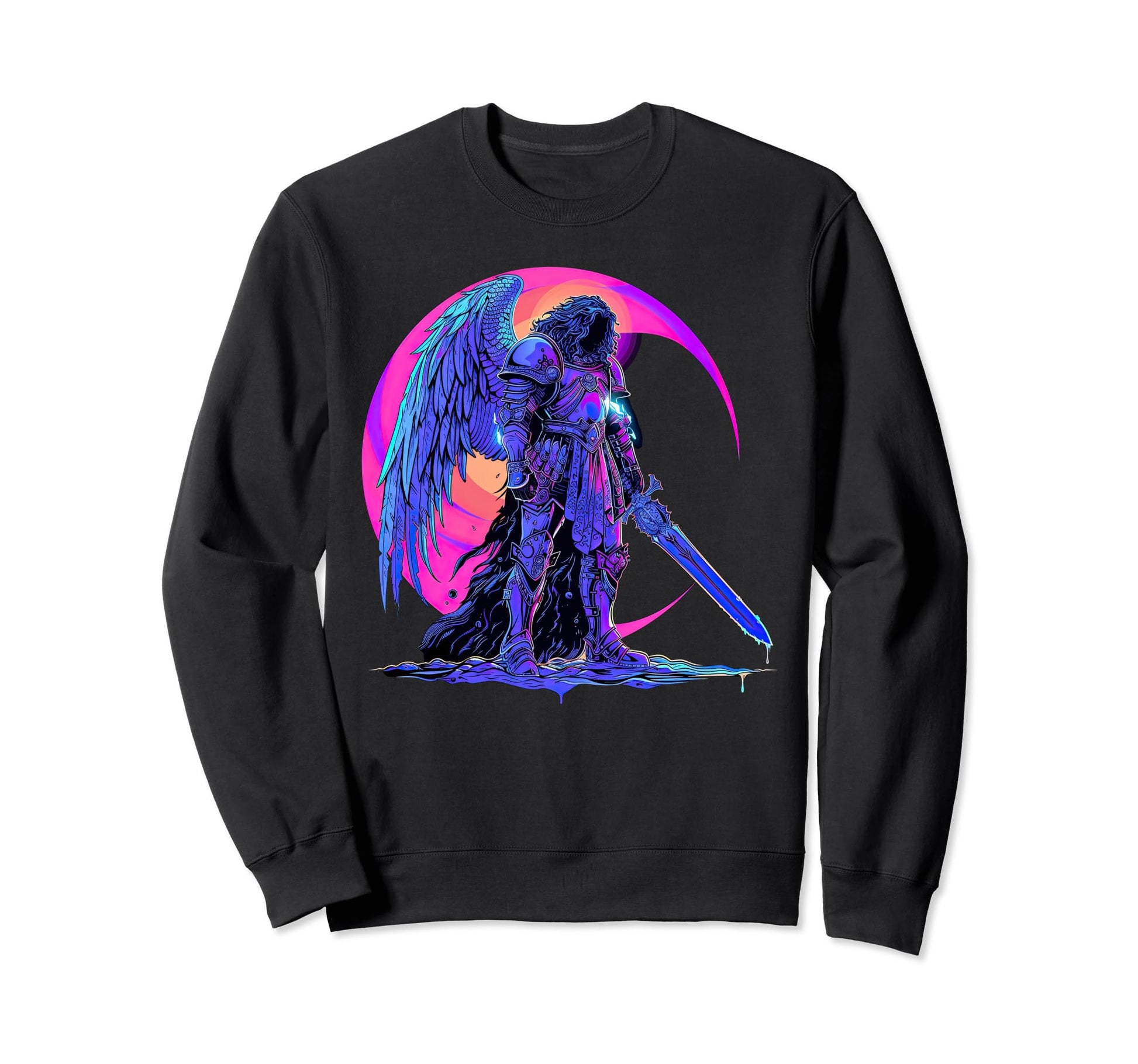 Vaporwave Archangel Michael Sweatshirt - Trendy Graphic for Adults - T-Shirt, Sweatshirt, Hoodie