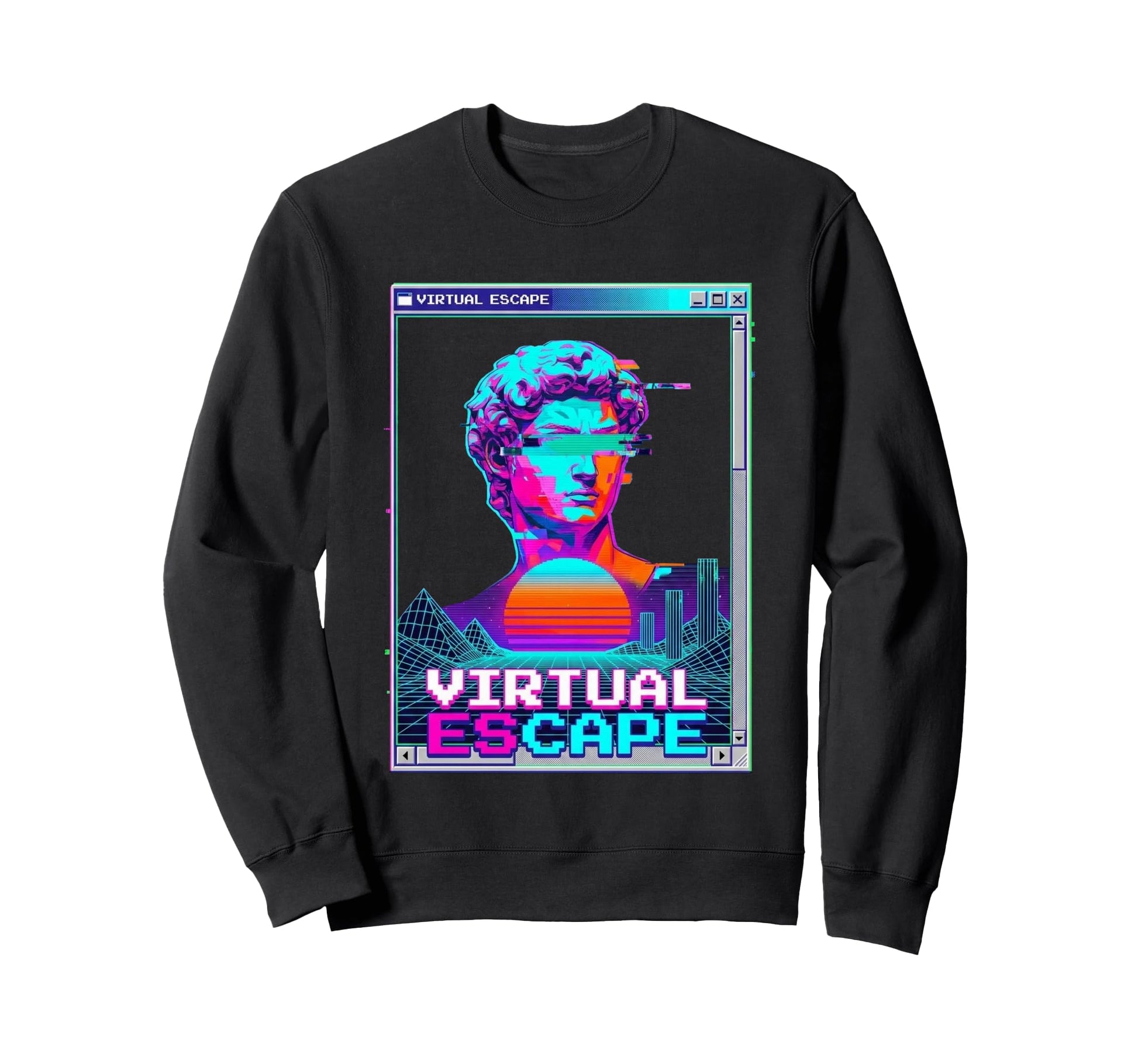 Virtual Escape Vaporwave Glitch Sweatshirt - Fun Novelty Design Men Women - T-Shirt, Sweatshirt, Hoodie