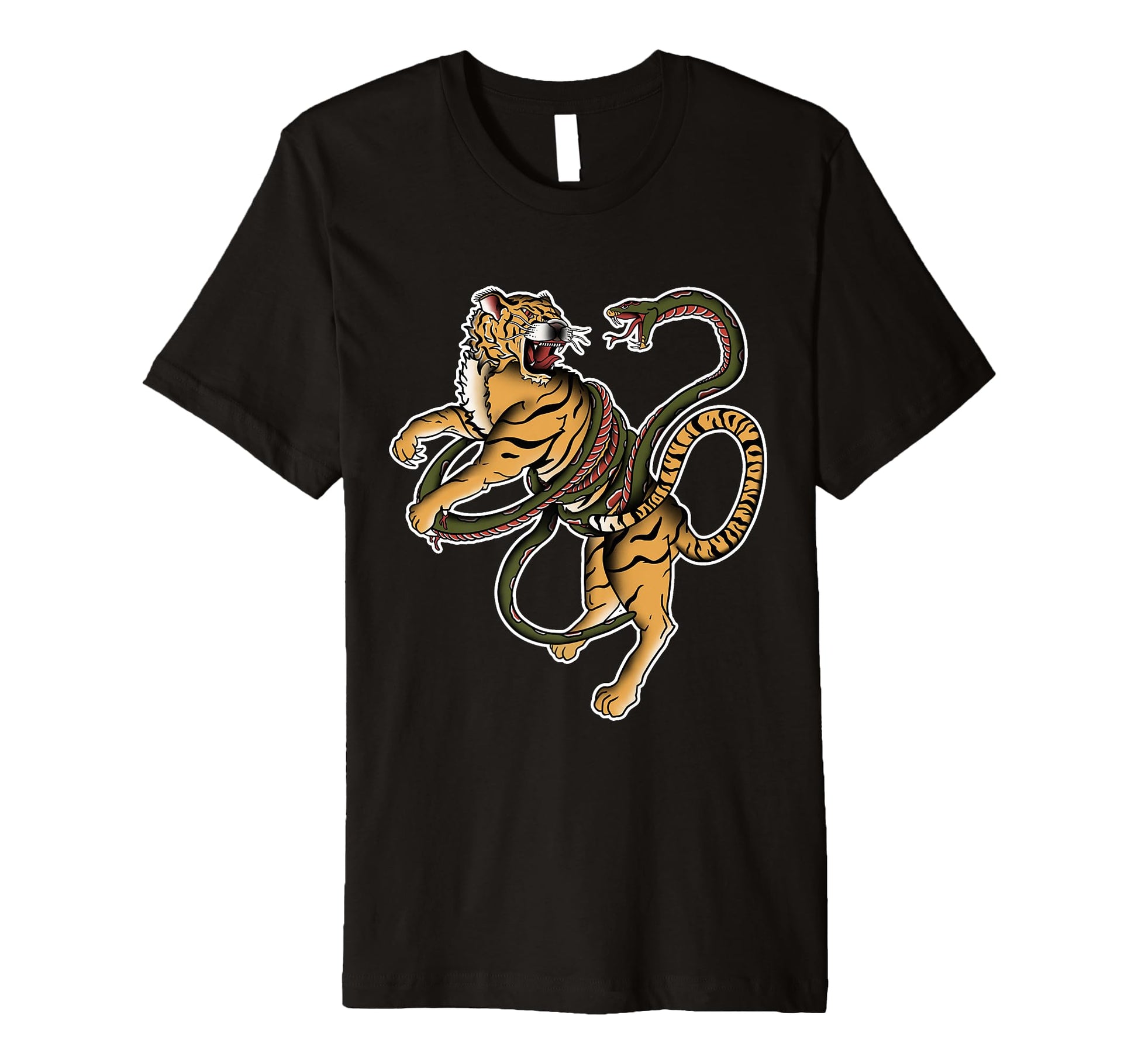 American Traditional Tiger And T-Shirt - Aesthetic Graphic for Adults - T-Shirt, Sweatshirt, Hoodie