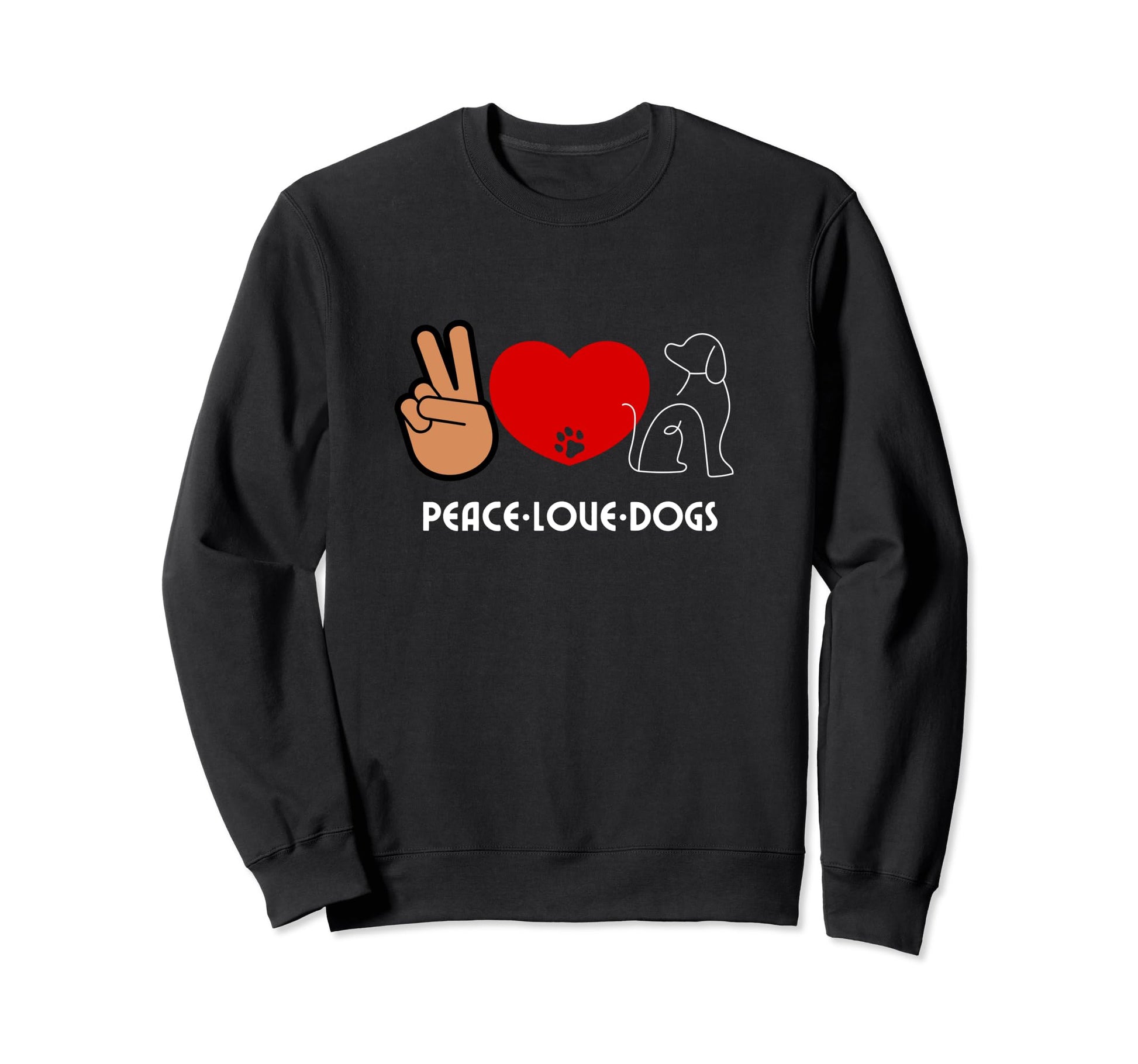 Dog Lover Peace Love Dogs Puppy Paw Sweatshirt - Unique Graphic Men Women - T-Shirt, Sweatshirt, Hoodie