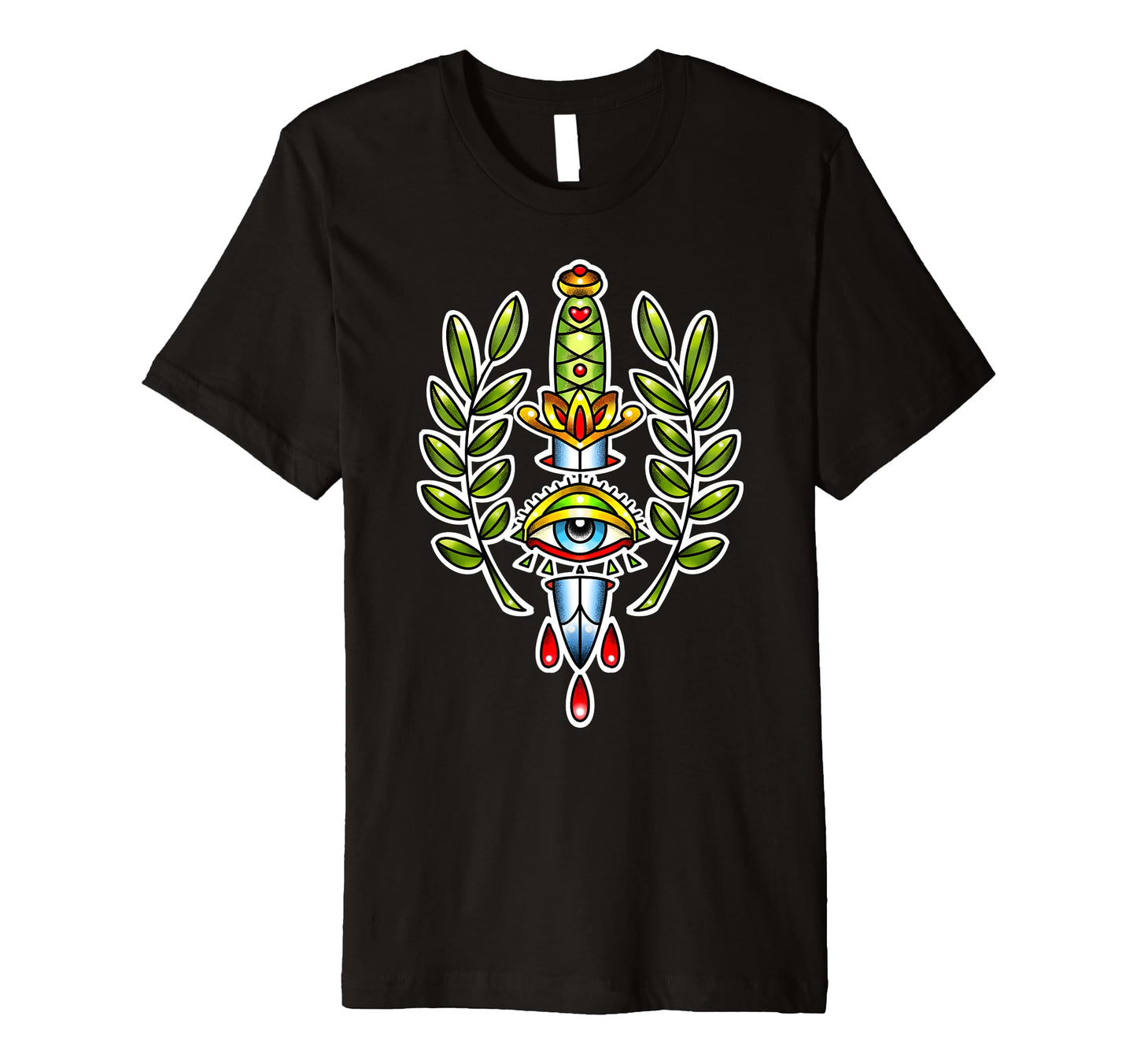 Traditional Tattoo Dagger Knife Eye T-Shirt - Streetwear Style for Adults - T-Shirt, Sweatshirt, Hoodie