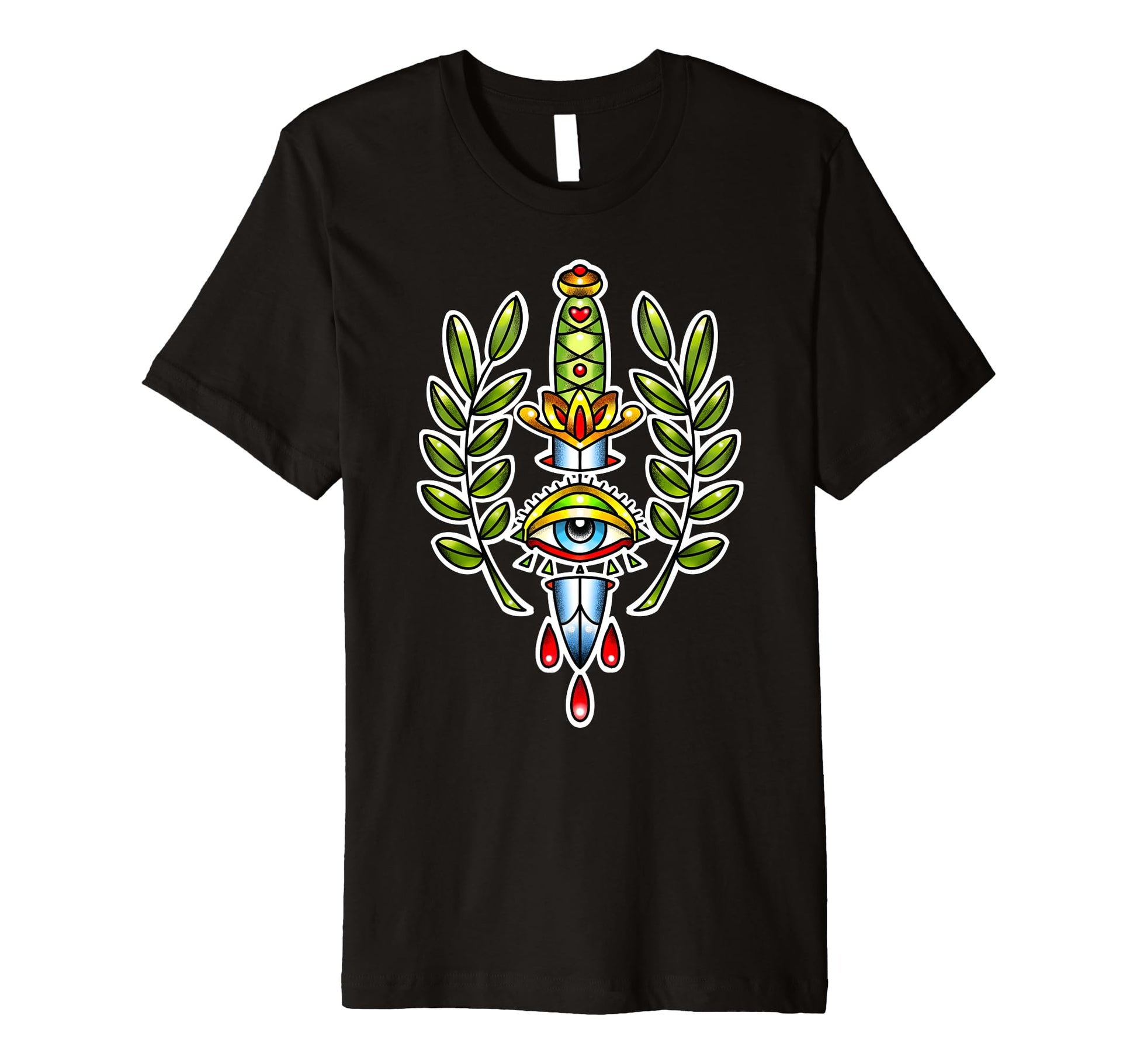 Traditional Tattoo Dagger Knife Eye T-Shirt - Streetwear Style for Adults - T-Shirt, Sweatshirt, Hoodie