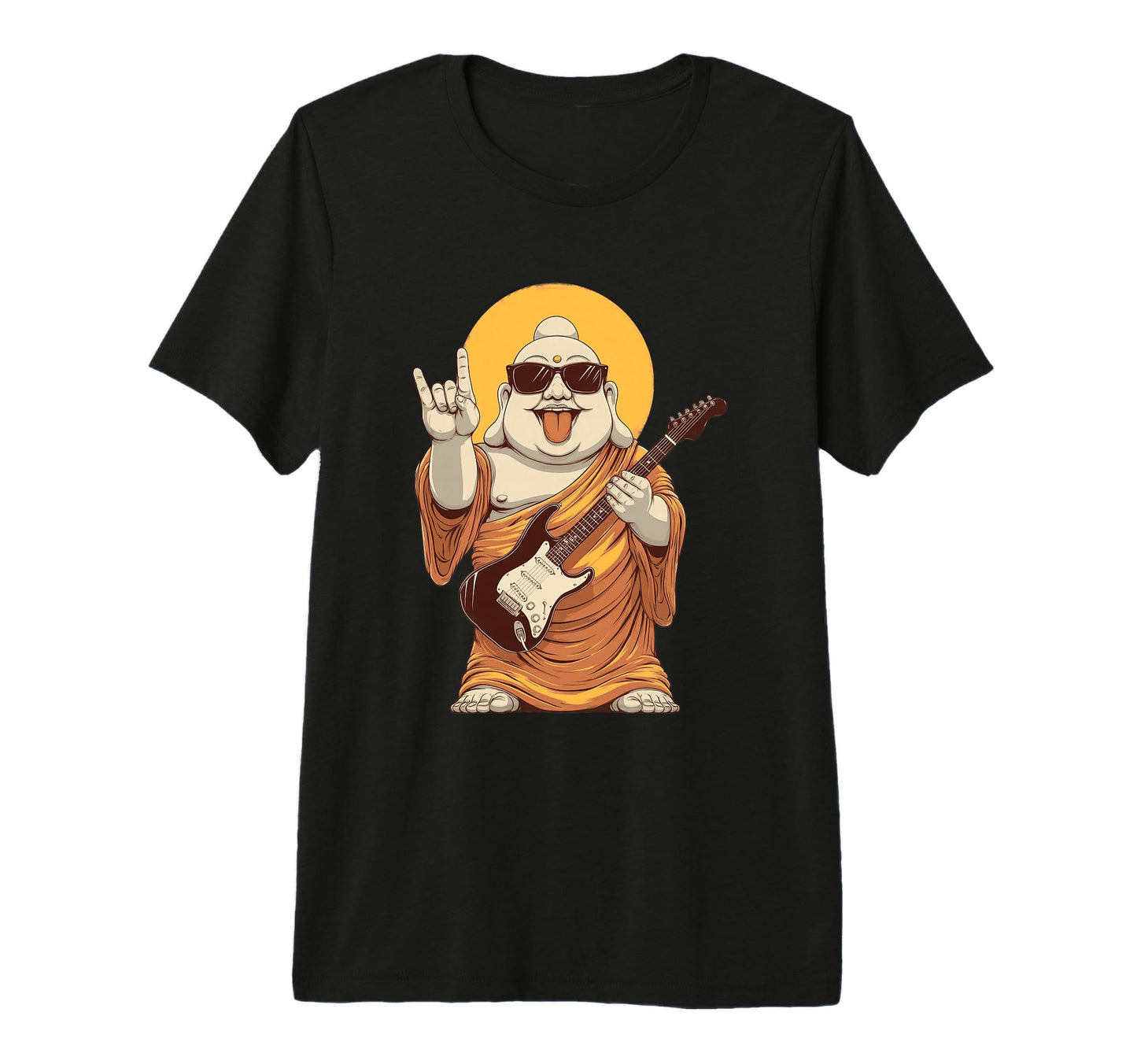 Funny Buddha Guitar Player Rock T-Shirt - Streetwear Style for Adults - T-Shirt, Sweatshirt, Hoodie