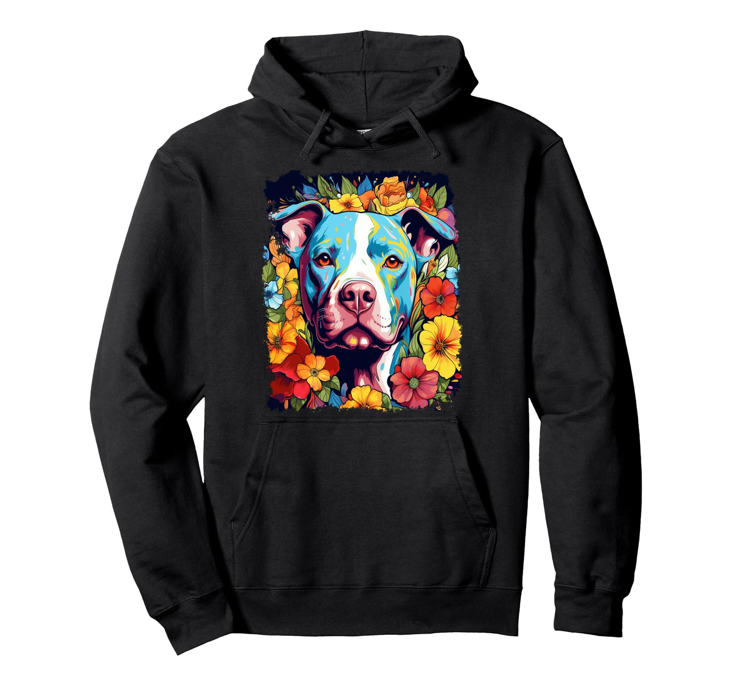 Dog Pitbull Flower Love Peace Hoodie - Graphic Print Men Women - T-Shirt, Sweatshirt, Hoodie