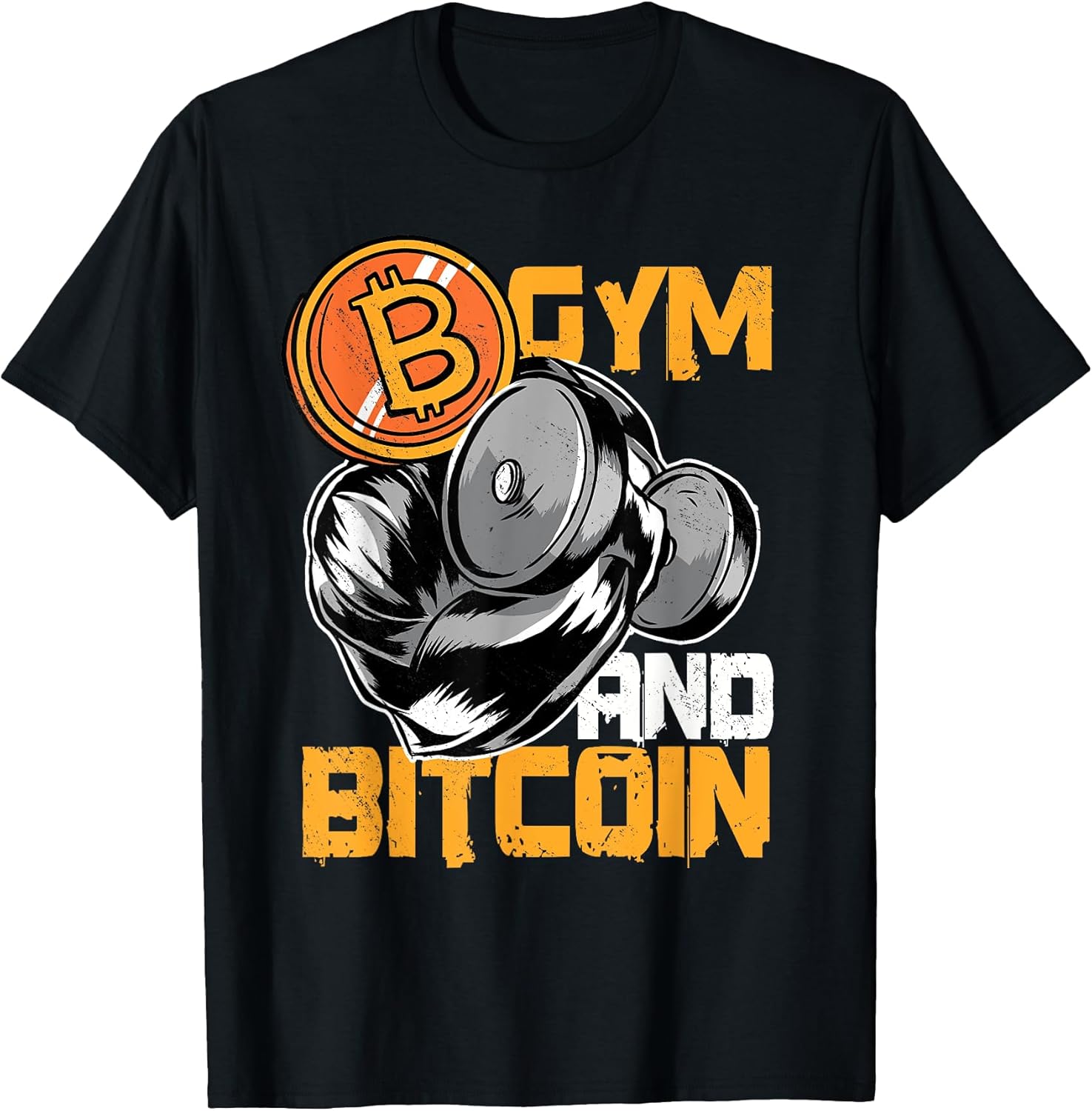 Gym and bitcoin Btc, Crypto trading workout - Adult & Kids T-Shirts, Sweatshirts & Hoodies apparel design preview 1