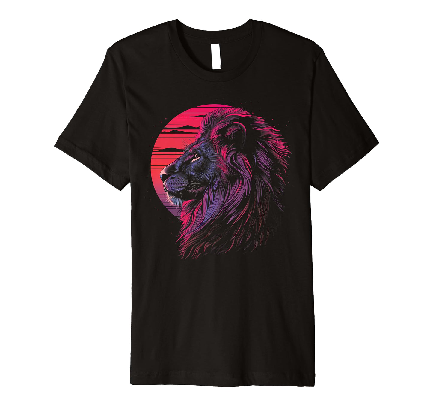 Lion Vaporwave Aesthetic Synthwave T-Shirt - Fun Novelty Design for Adults - T-Shirt, Sweatshirt, Hoodie