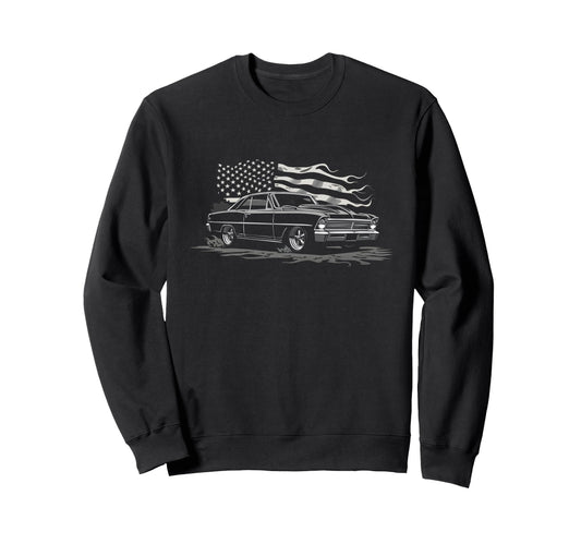 1966 1967 Nova Muscle Car Patriotic Sweatshirt - Aesthetic Graphic Unisex - T-Shirt, Sweatshirt, Hoodie