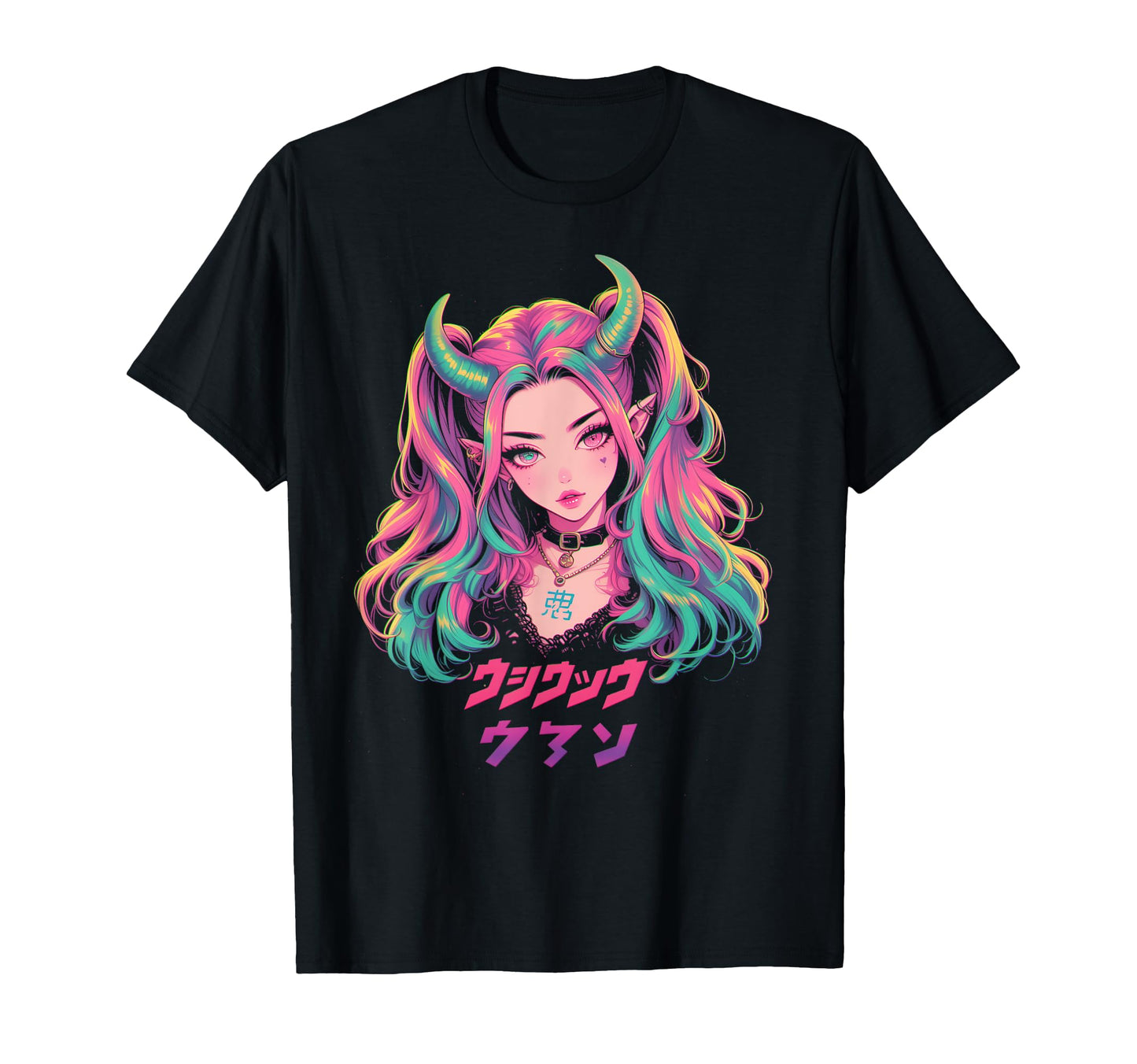 Goth Grunge Demon Anime Waifu Horror T-Shirt - Custom Art Print for Adults - T-Shirt, Sweatshirt, Hoodie