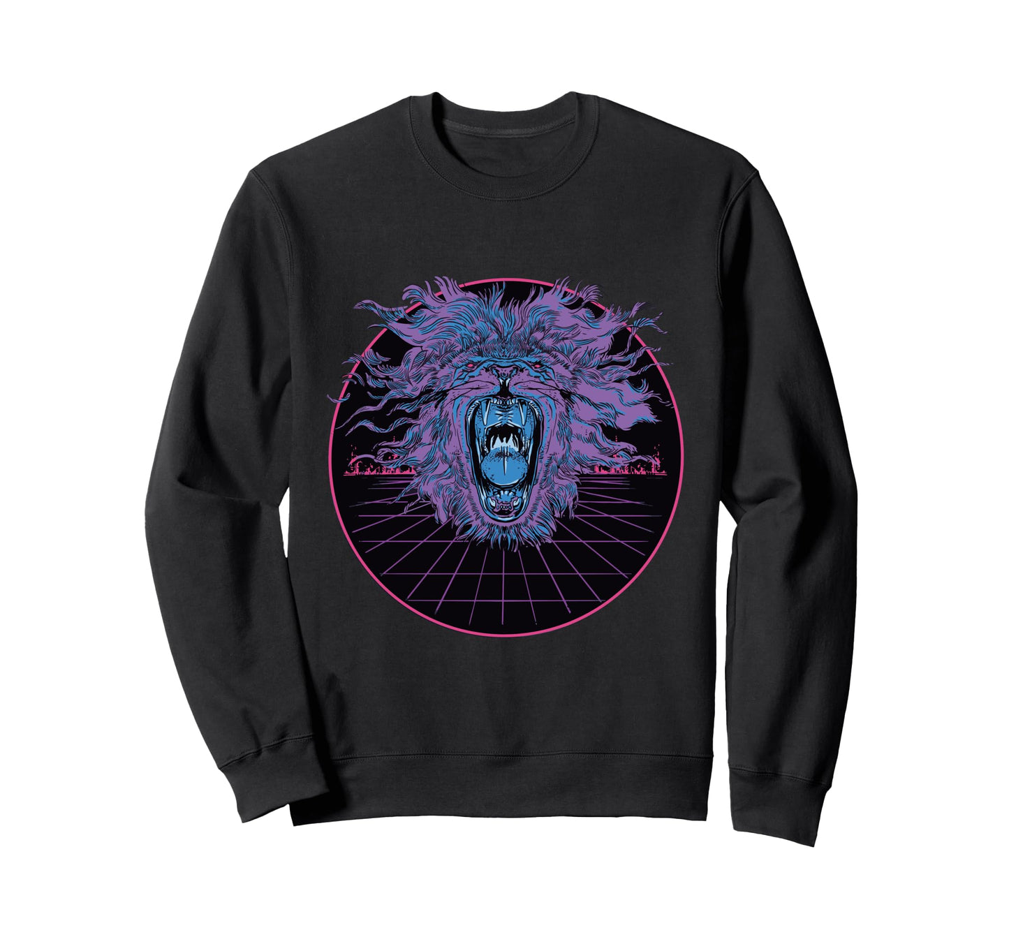 Synthwave Vaporwave Aesthetic Lion Sweatshirt - Minimalist Print Unisex - T-Shirt, Sweatshirt, Hoodie