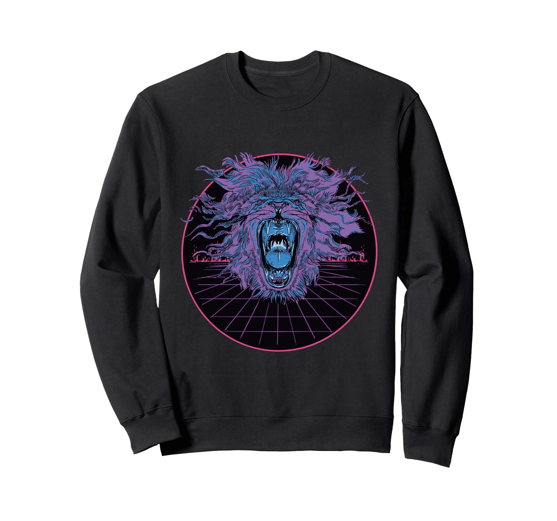 Synthwave Vaporwave Aesthetic Lion Sweatshirt - Minimalist Print Unisex - T-Shirt, Sweatshirt, Hoodie