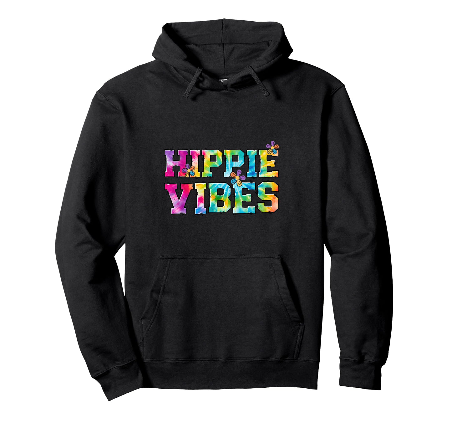 Hippie Vibes Tie Dye Peace 60S Rainbow Hoodie - Trendy Graphic Unisex - T-Shirt, Sweatshirt, Hoodie