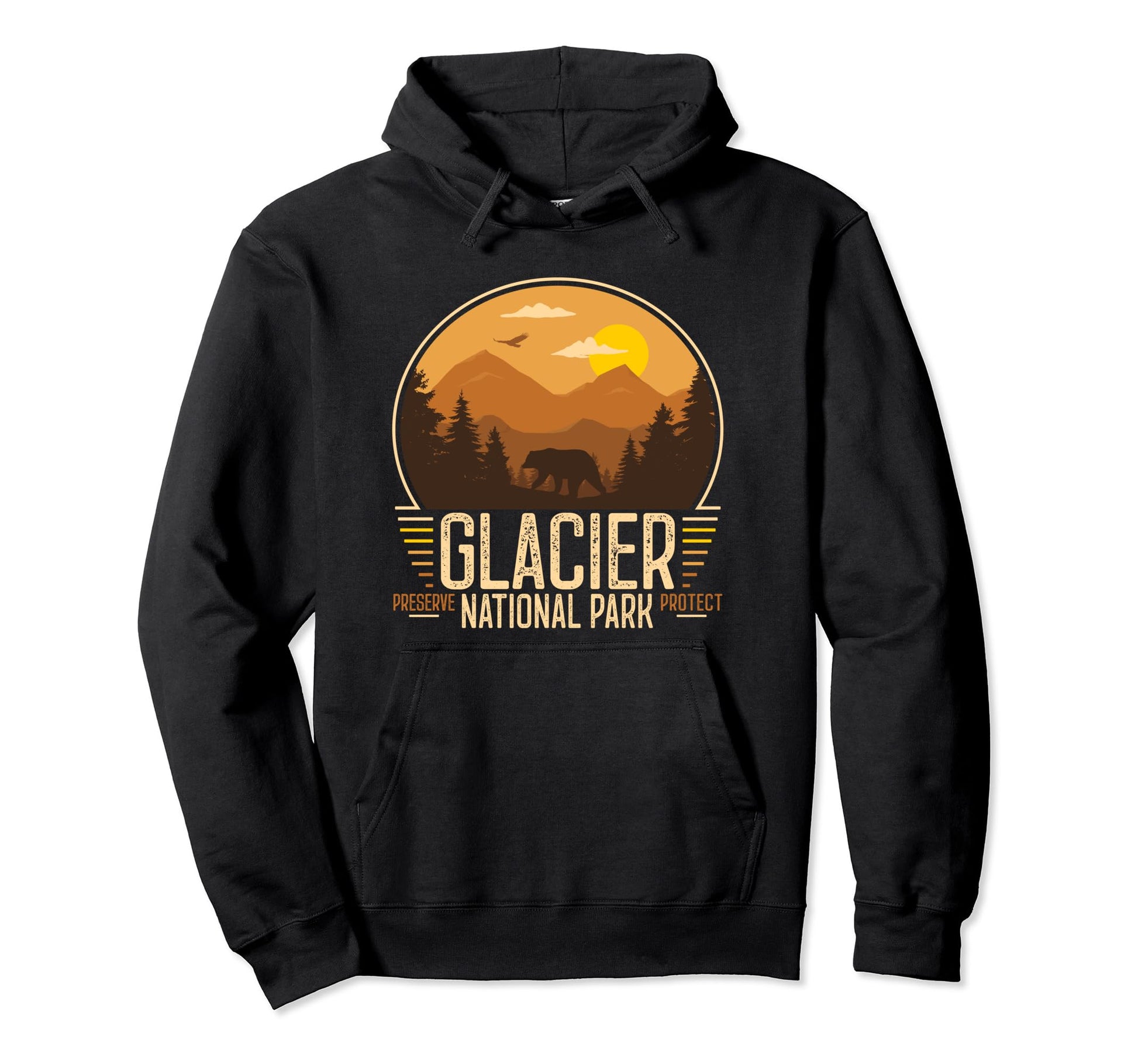 Glacier National Park Adventure Hiking Hoodie - Graphic Print for Adults - T-Shirt, Sweatshirt, Hoodie