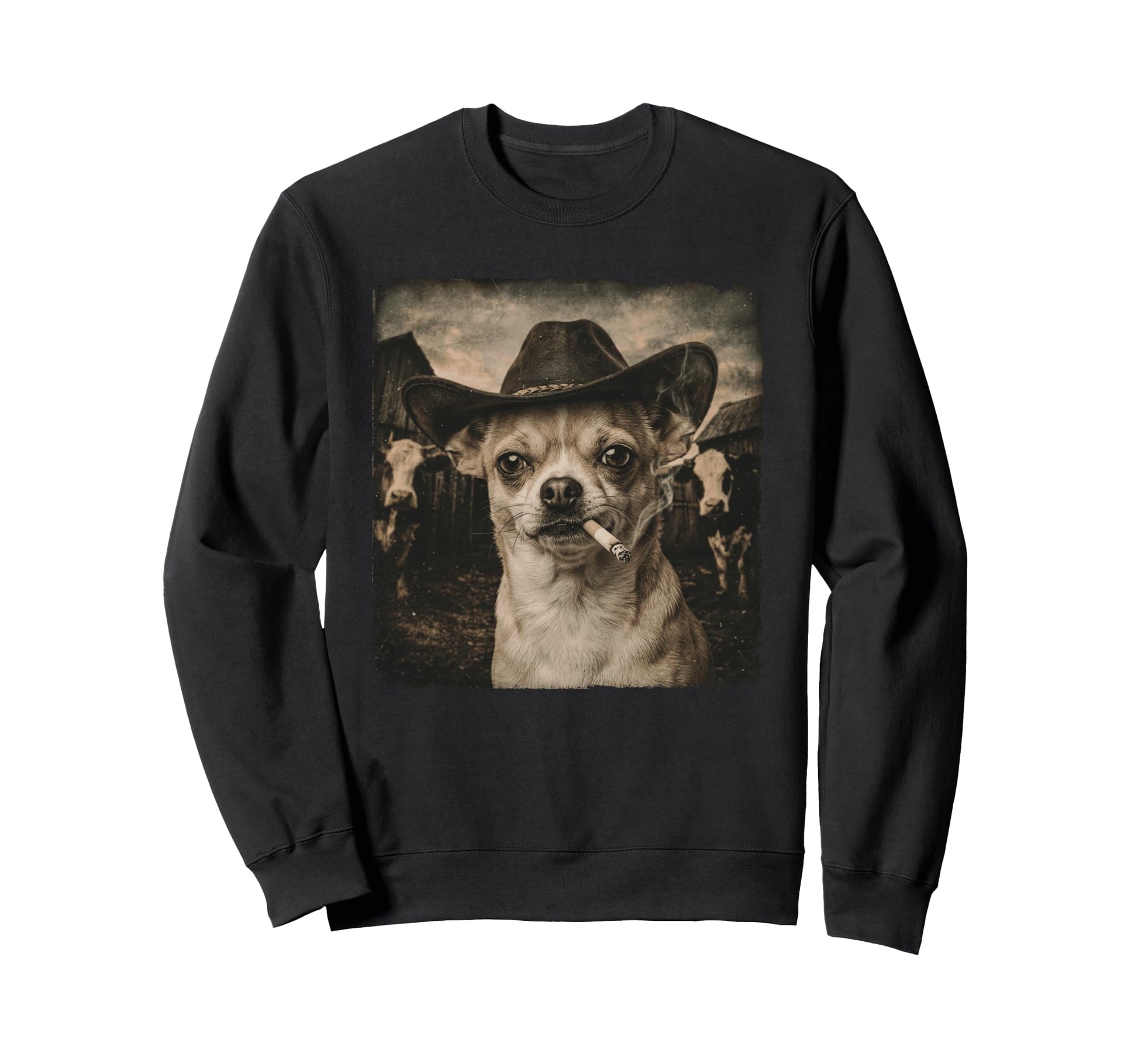 Funny Cowboy Chihuahua Dog Lover Sweatshirt - Minimalist Print Men Women - T-Shirt, Sweatshirt, Hoodie