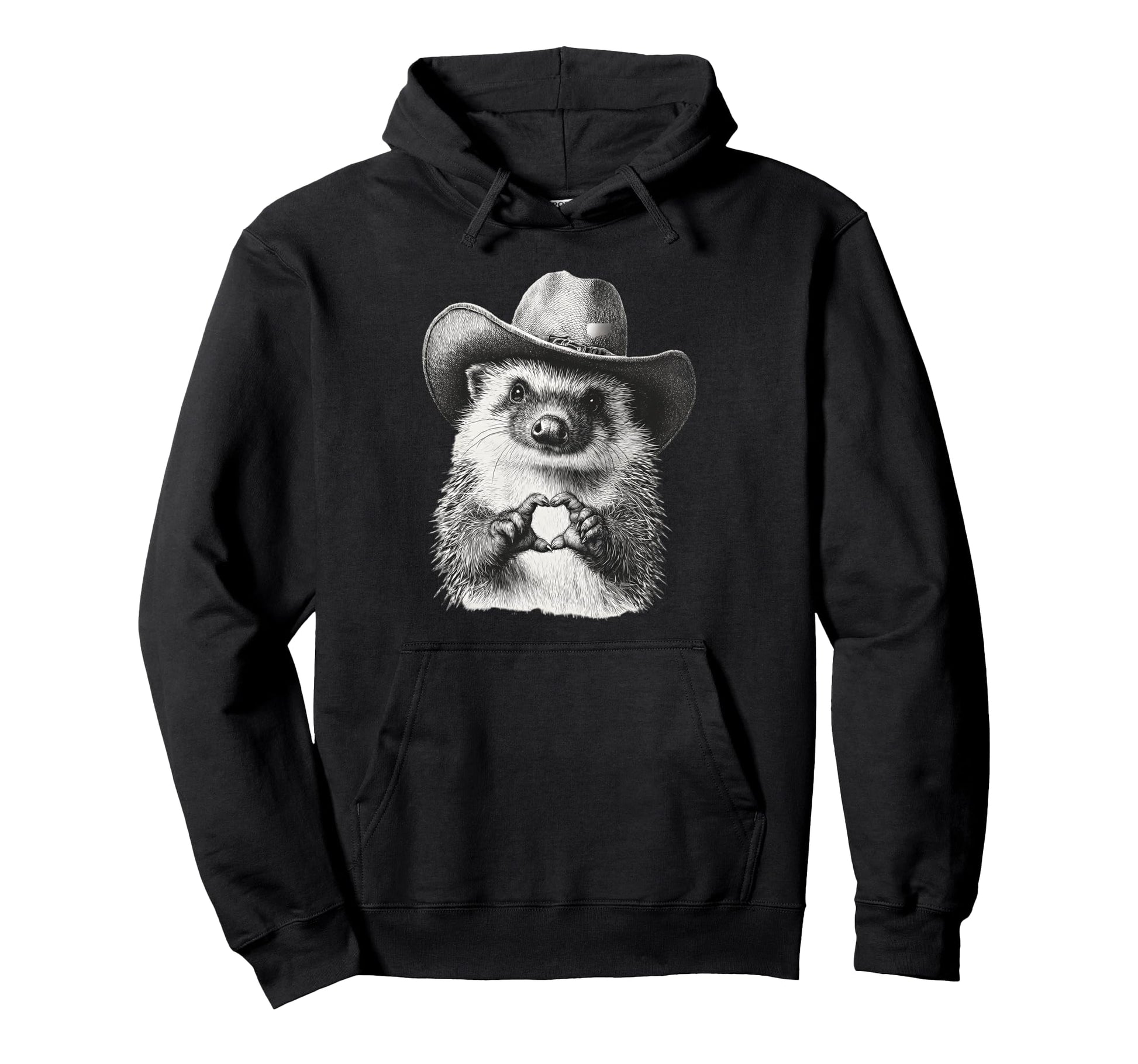 Hedgehog Cowboy Rodeo Cowgirl Western Hoodie - Streetwear Style for Adults - T-Shirt, Sweatshirt, Hoodie