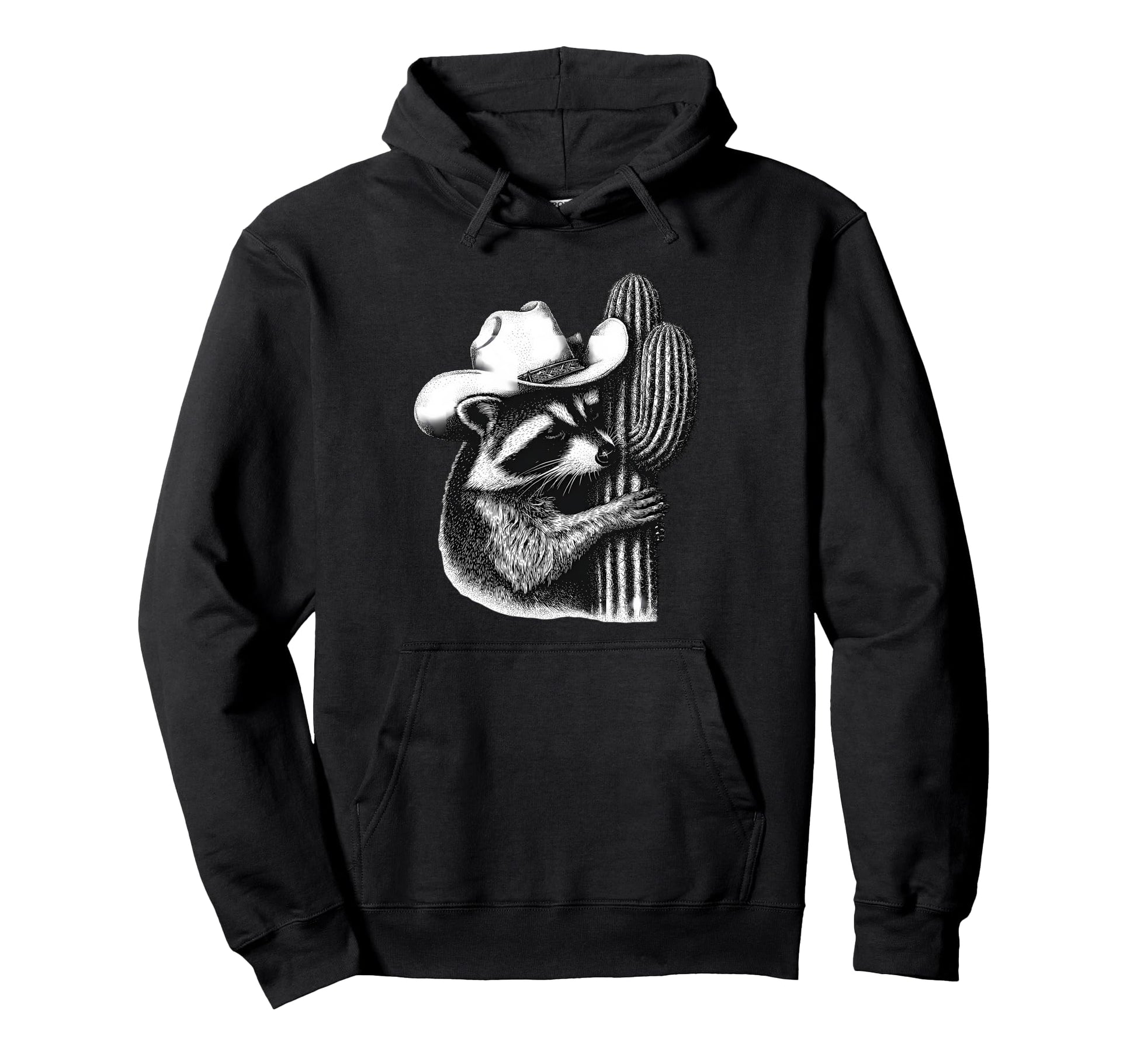 Raccoon Cowboy Rodeo Cowgirl Western Hoodie - Fun Novelty Design Men Women - T-Shirt, Sweatshirt, Hoodie