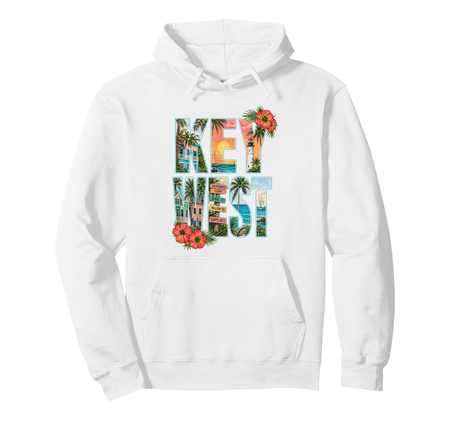 Key West Florida Tropical Beach Hoodie - Graphic Print for Adults - T-Shirt, Sweatshirt, Hoodie
