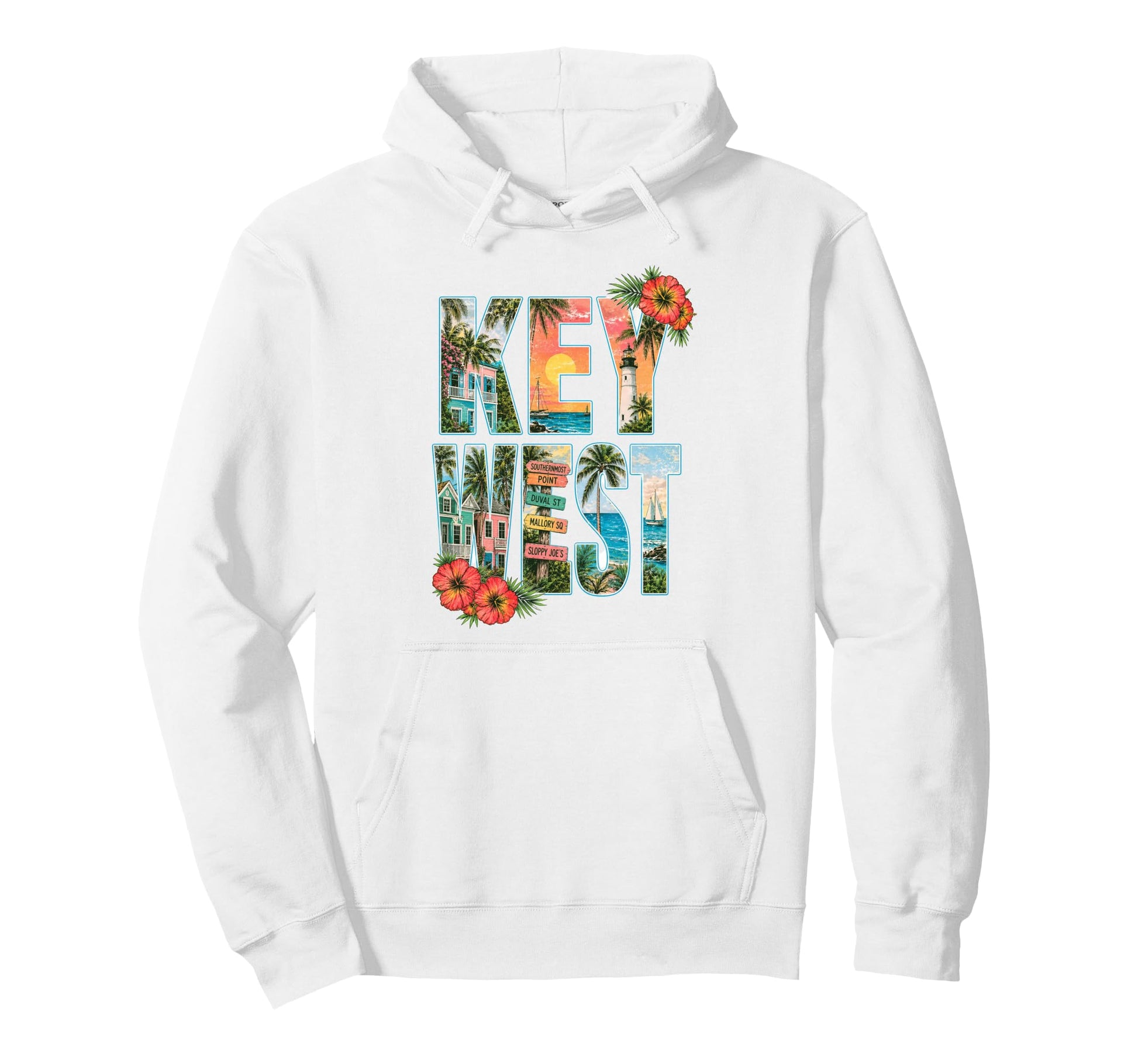 Key West Florida Tropical Beach Hoodie - Graphic Print for Adults - T-Shirt, Sweatshirt, Hoodie