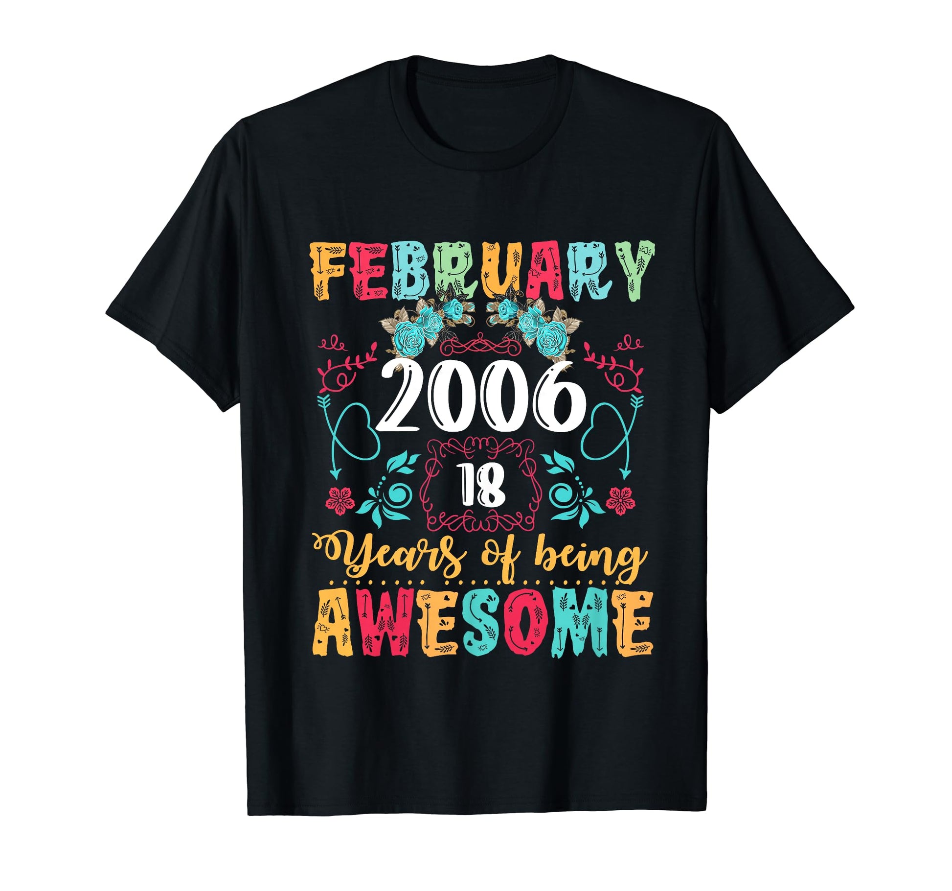 Made February 2006 18Th Birthday Boho T-Shirt - Graphic Print for Adults - T-Shirt, Sweatshirt, Hoodie