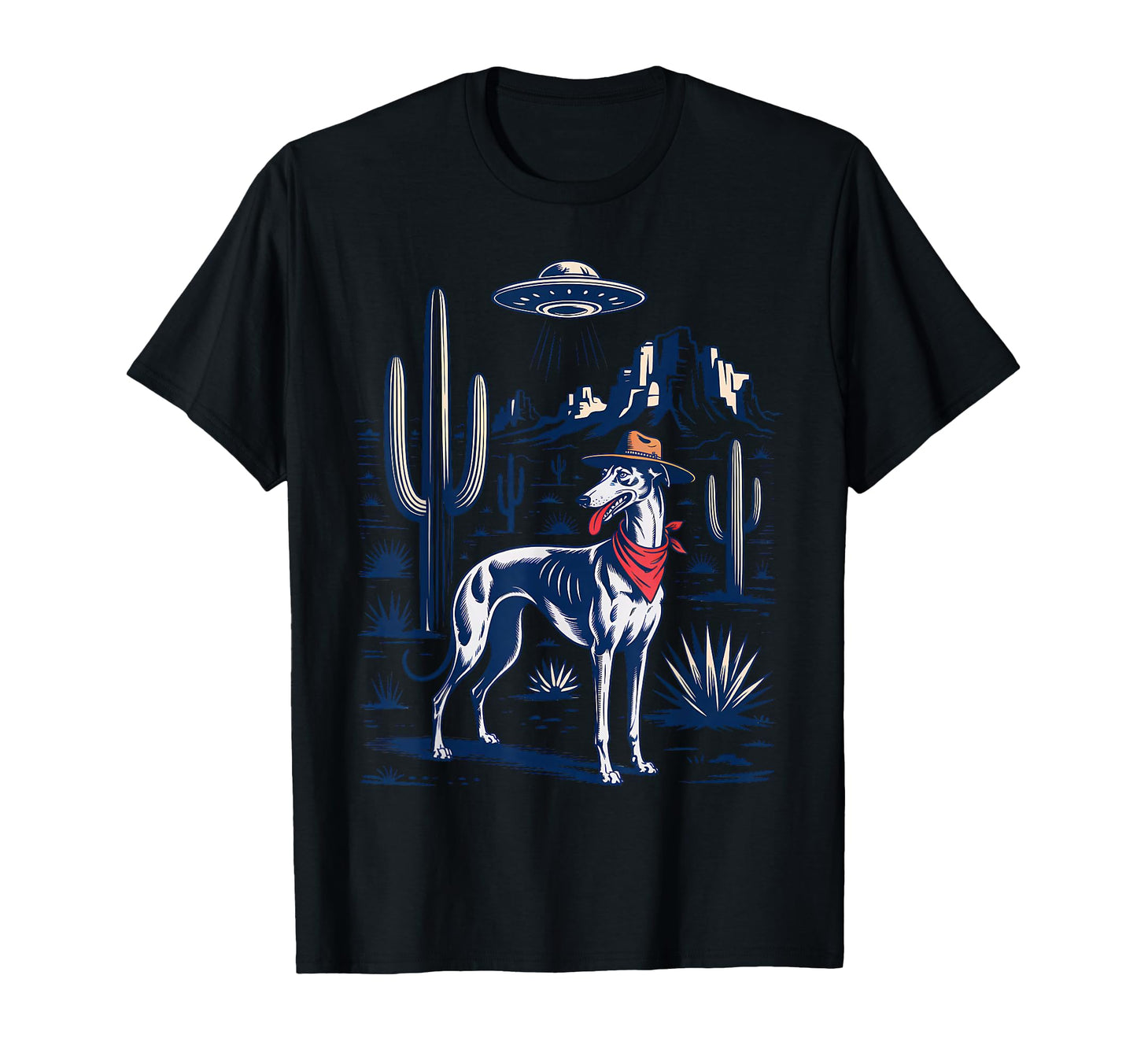 Ufo Greyhound Western Alien 90S Whippet T-Shirt - Unique Graphic Men Women - T-Shirt, Sweatshirt, Hoodie