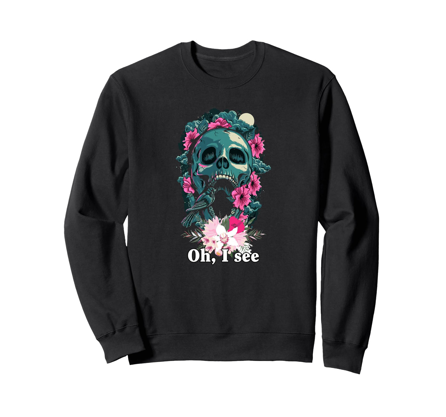 Flower Skull Sad Aesthetic Edgy Sweatshirt - Custom Art Print for Adults - T-Shirt, Sweatshirt, Hoodie