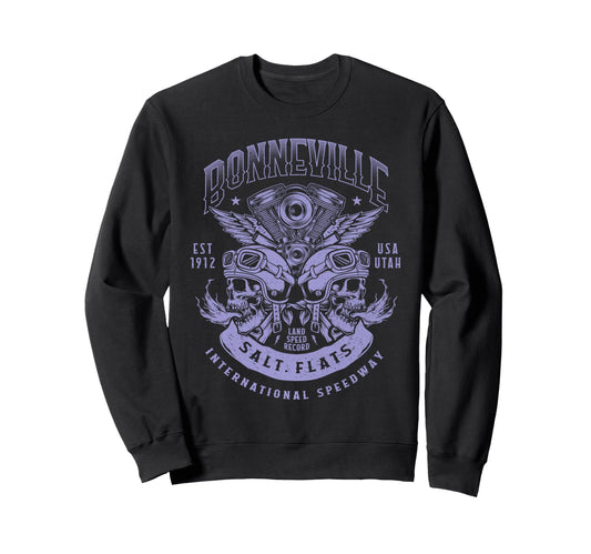 Bonneville Salt Flats Motorcycle Sweatshirt - Graphic Print Men Women - T-Shirt, Sweatshirt, Hoodie