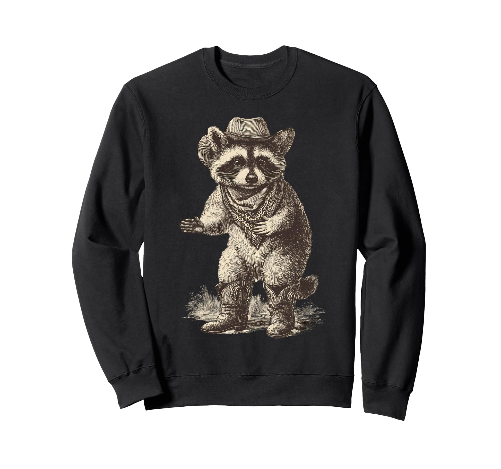 Raccoon Cowboy Rodeo Cowgirl Western Sweatshirt - Unique Graphic Unisex - T-Shirt, Sweatshirt, Hoodie