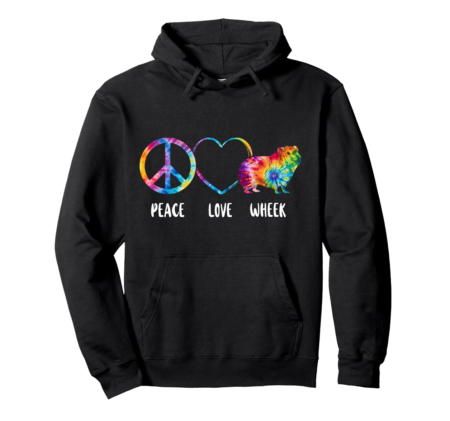 Guinea Pig Tie Dye Peace Love Wheek Hoodie - Aesthetic Graphic Unisex - T-Shirt, Sweatshirt, Hoodie