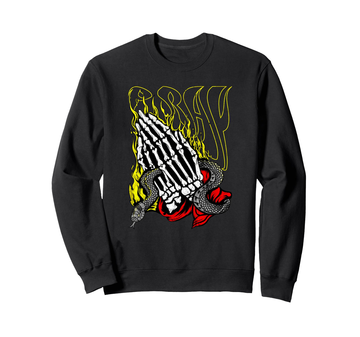 Pray Snake Hands Aesthetic Edgy Sweatshirt - Fun Novelty Design Men Women - T-Shirt, Sweatshirt, Hoodie